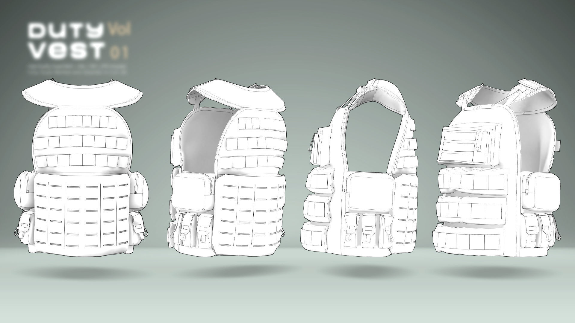 Duty Vest Vol01  Tactical Vest Pack 3D Model Collection_25