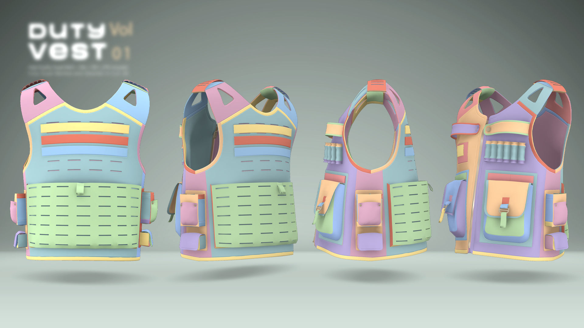 Duty Vest Vol01  Tactical Vest Pack 3D Model Collection_21
