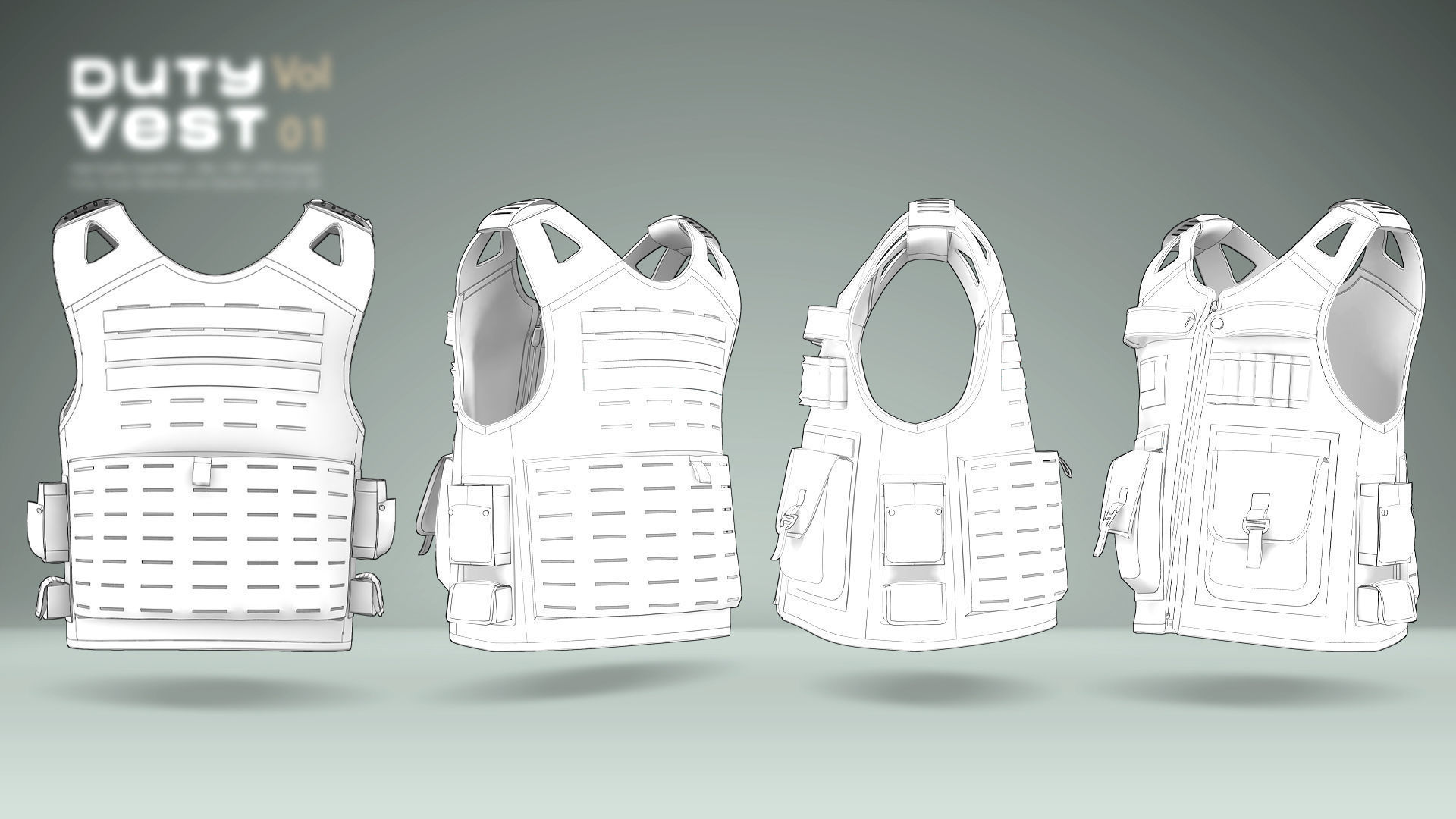 Duty Vest Vol01  Tactical Vest Pack 3D Model Collection_19
