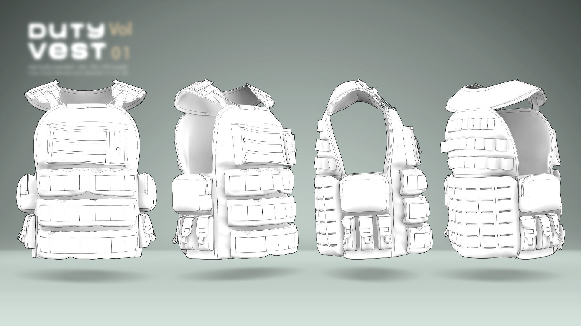 Duty Vest Vol01  Tactical Vest Pack 3D Model Collection_24