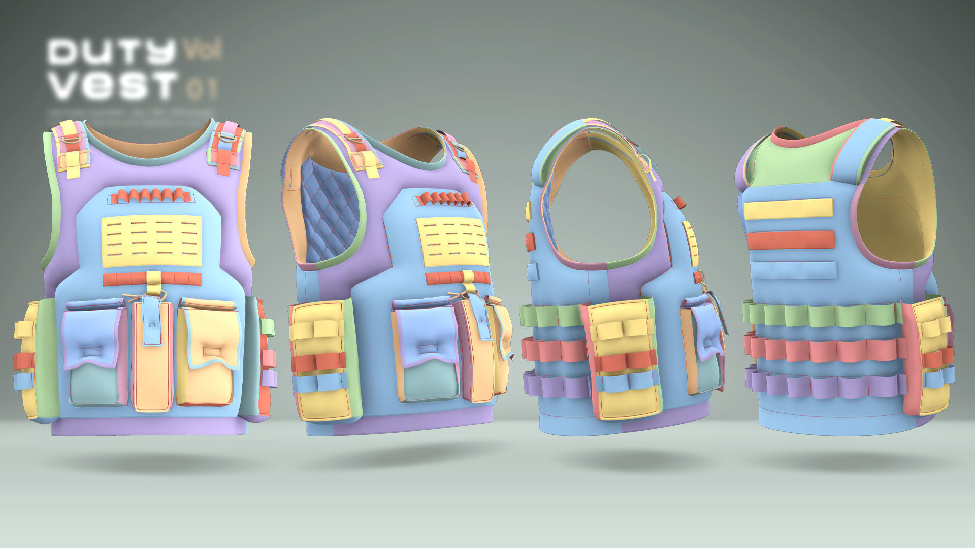 Duty Vest Vol01  Tactical Vest Pack 3D Model Collection_13