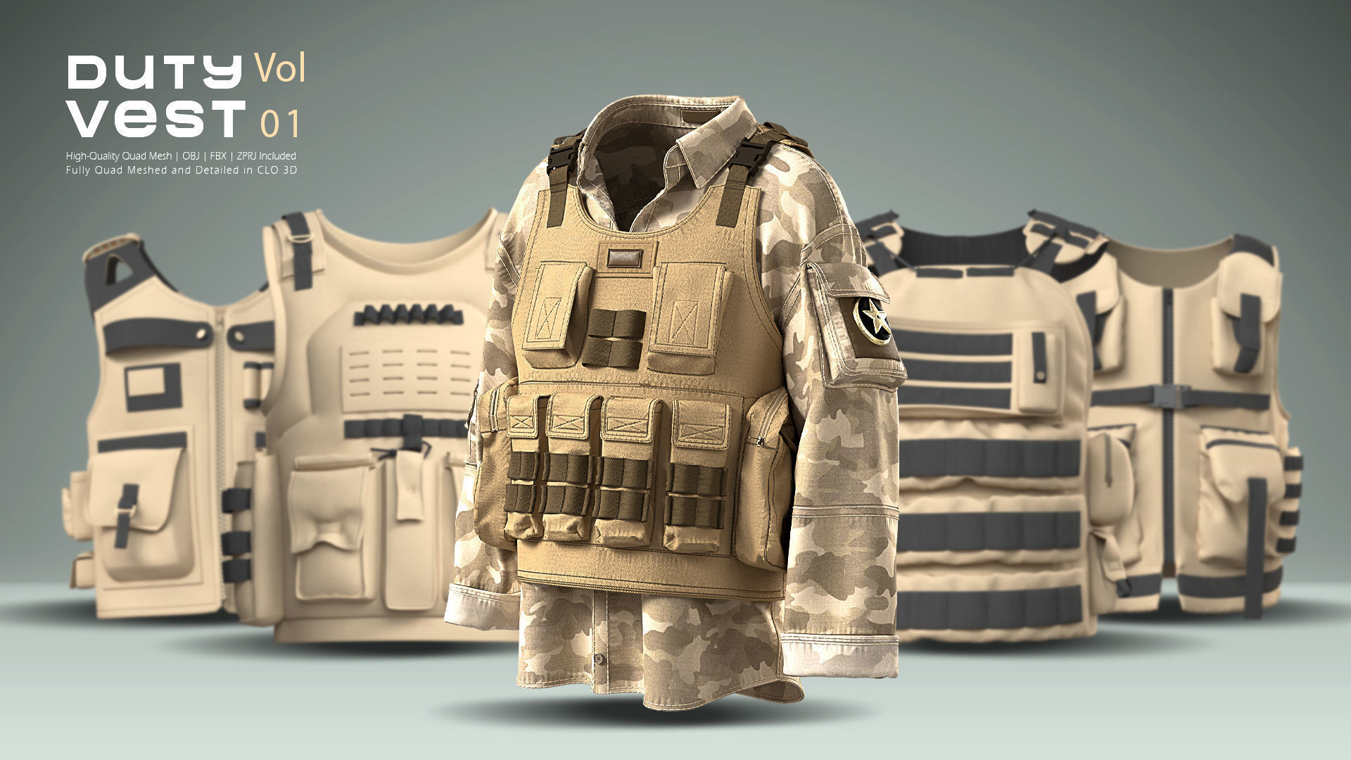 Duty Vest Vol01  Tactical Vest Pack 3D Model Collection_7