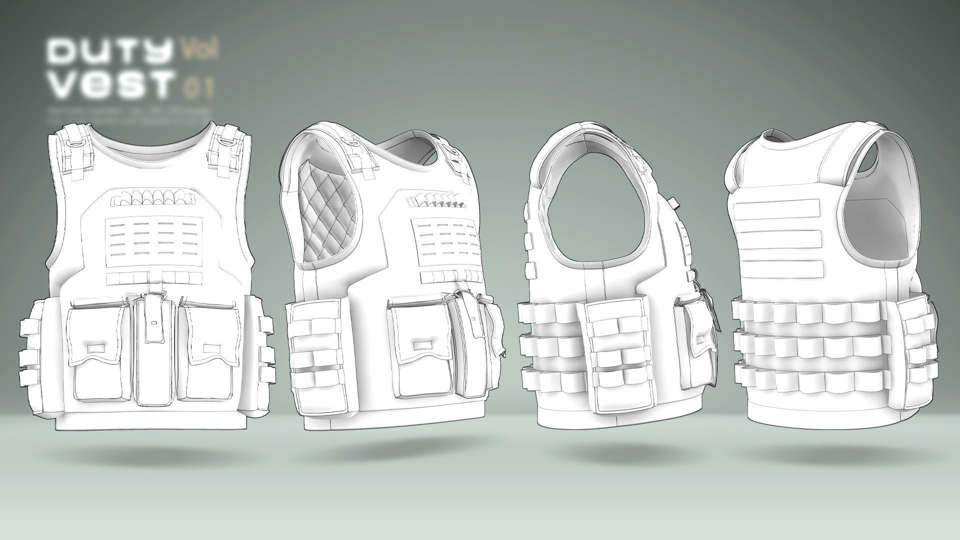 Duty Vest Vol01  Tactical Vest Pack 3D Model Collection_11