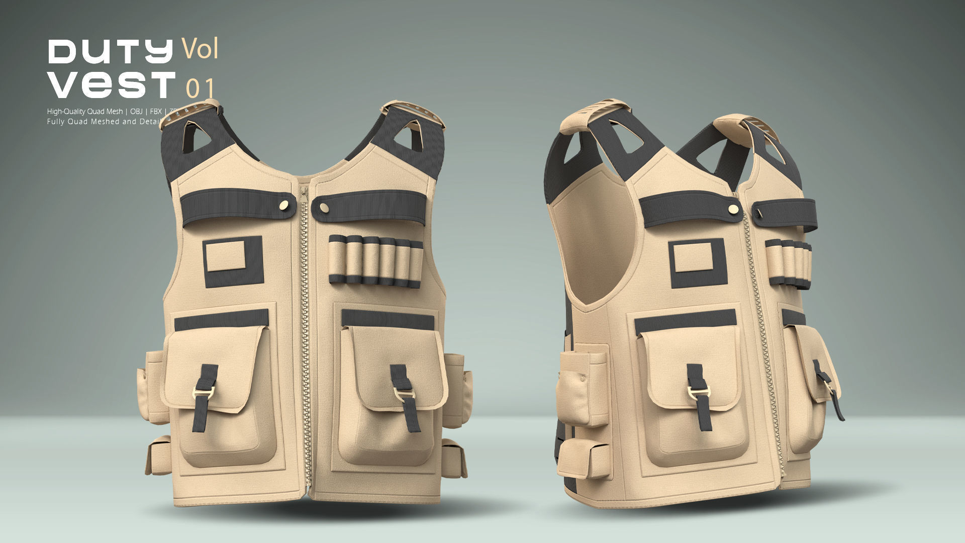 Duty Vest Vol01  Tactical Vest Pack 3D Model Collection_15