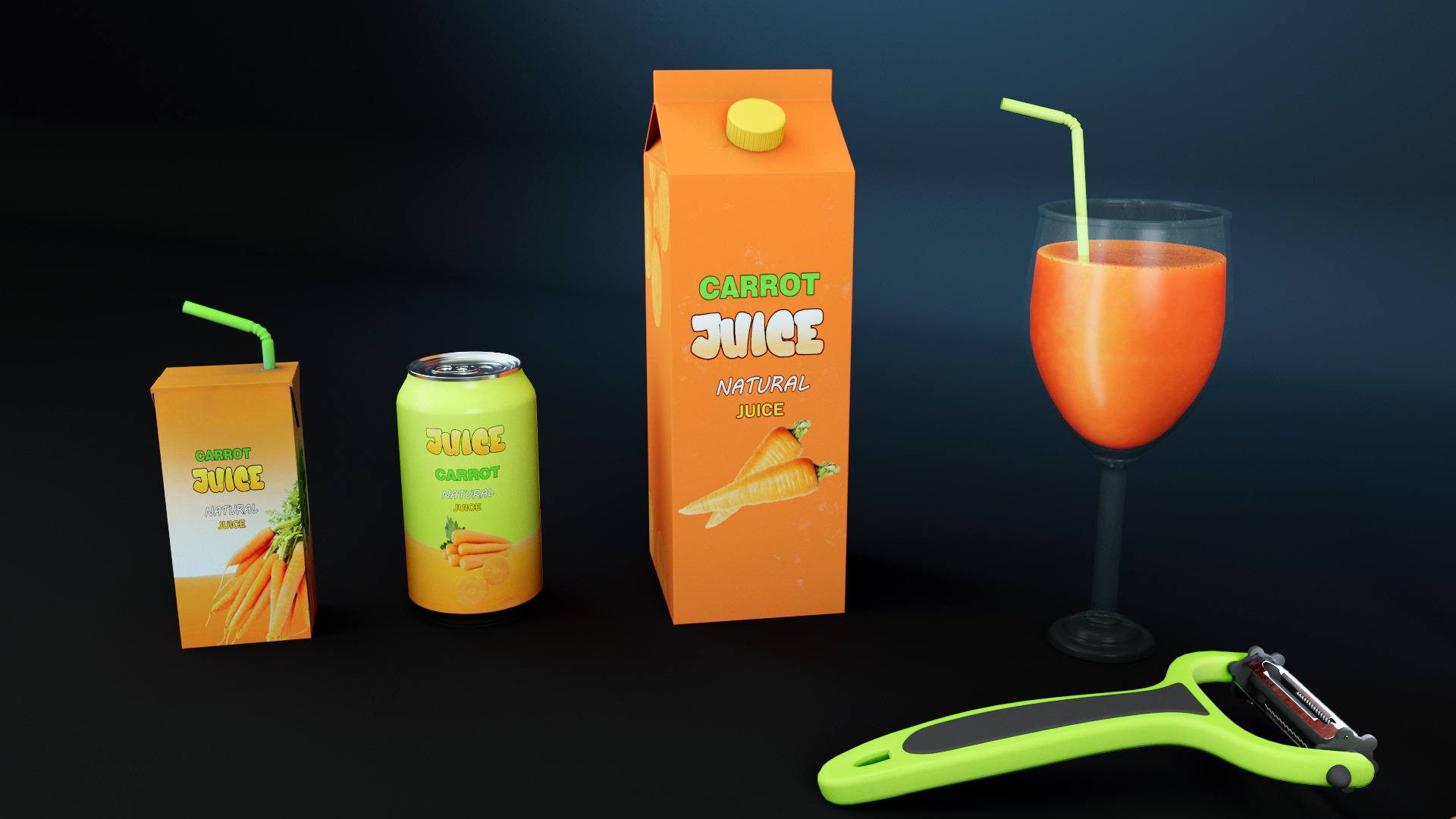 Carrot Low-poly 3D model_4