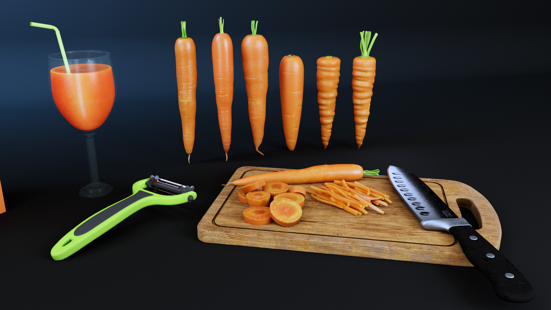 Carrot Low-poly 3D model_2
