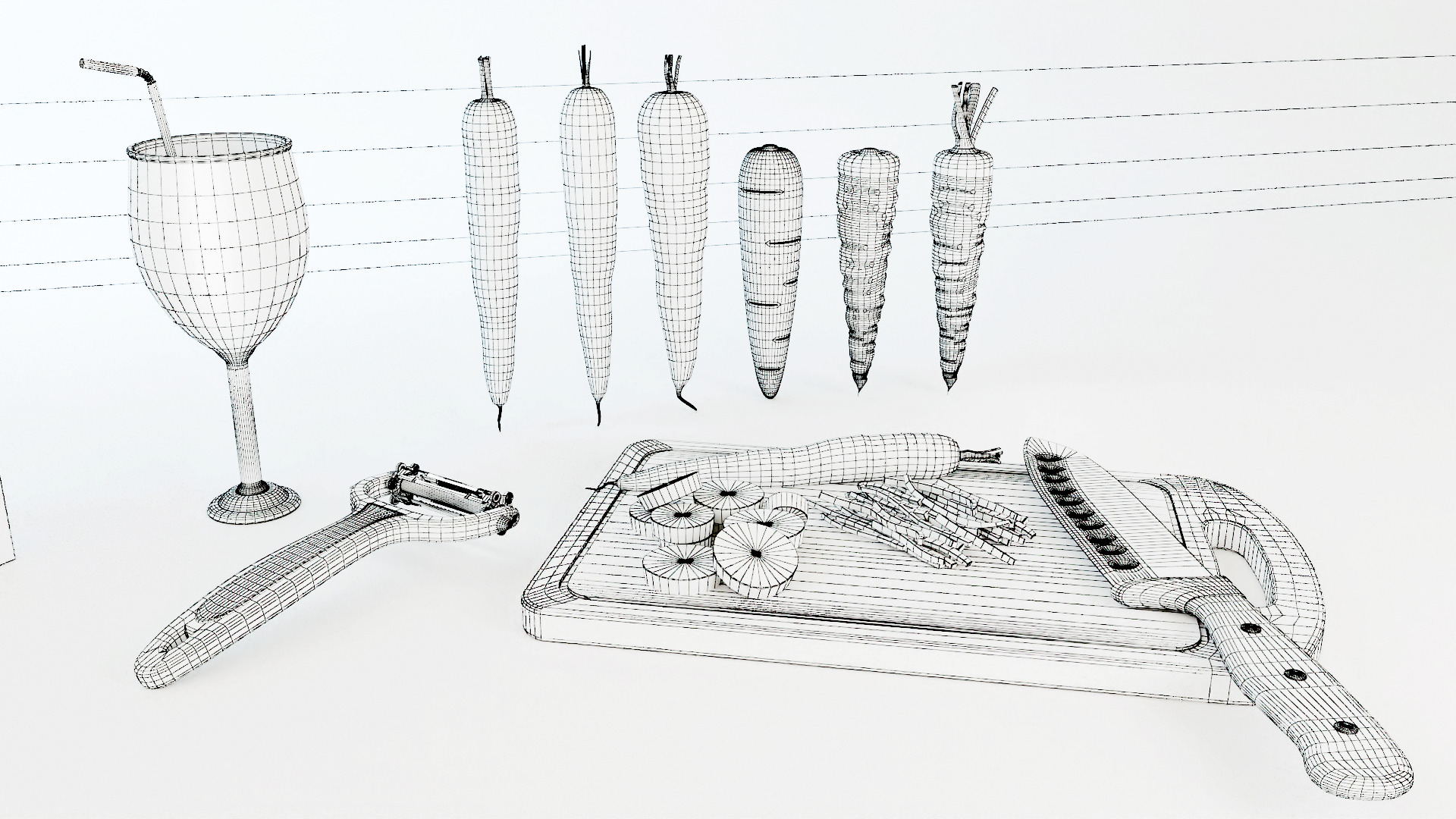 Carrot Low-poly 3D model_7