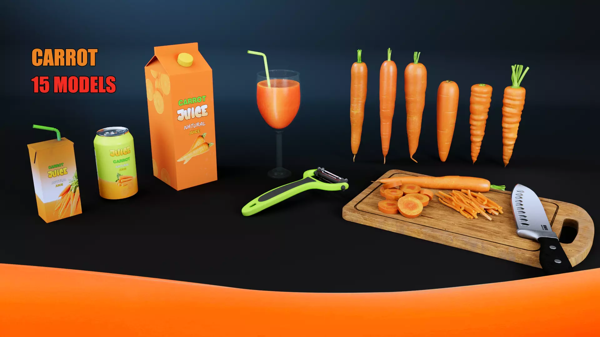 Carrot Low-poly 3D model_0