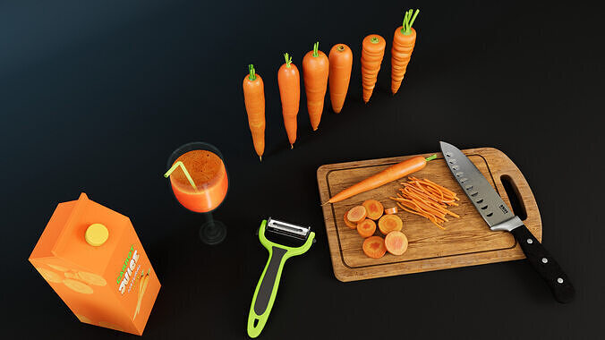 Carrot Low-poly 3D model 6