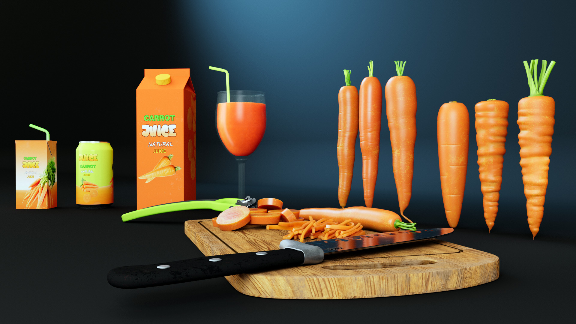 Carrot Low-poly 3D model_1