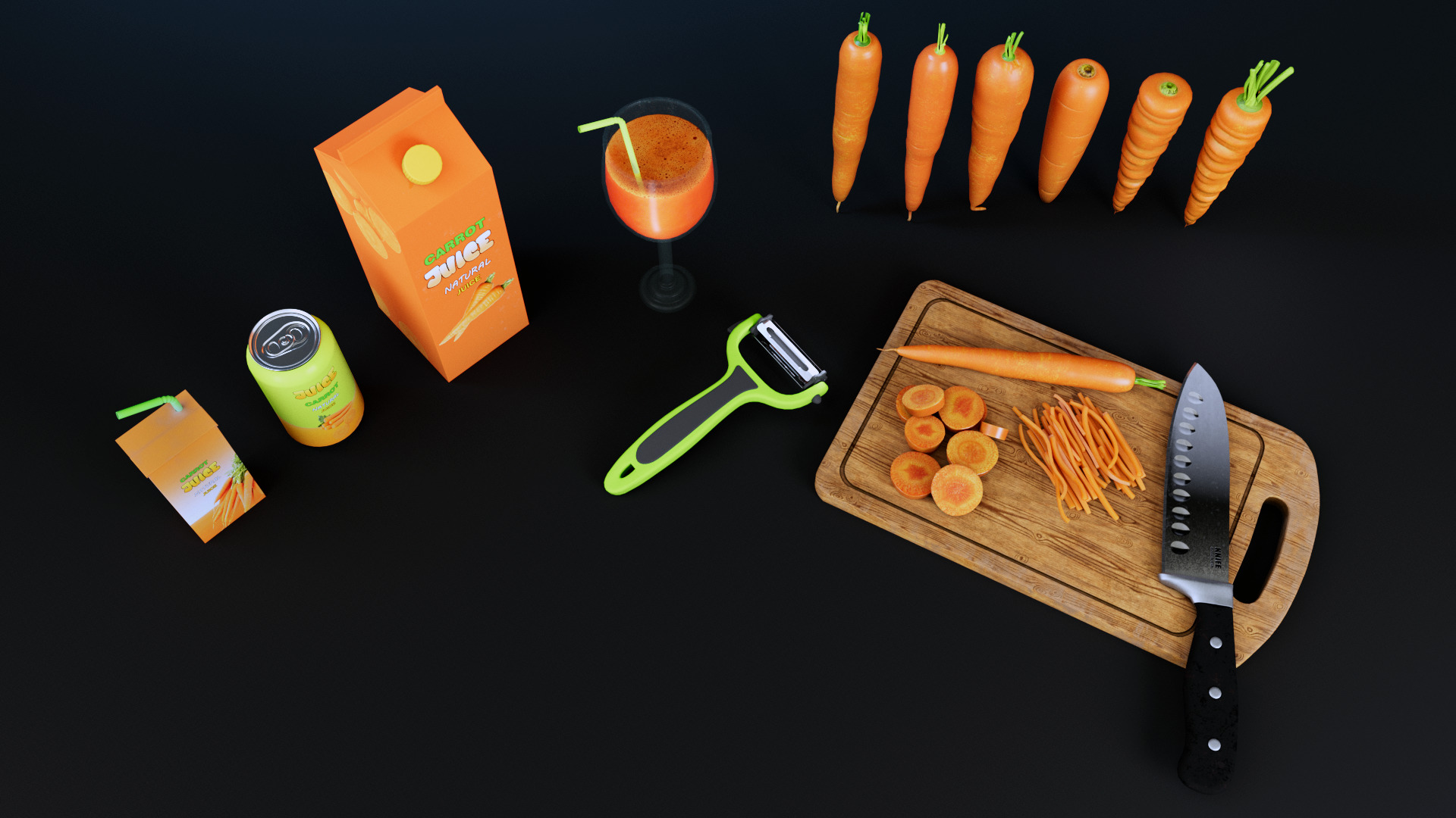 Carrot Low-poly 3D model_3
