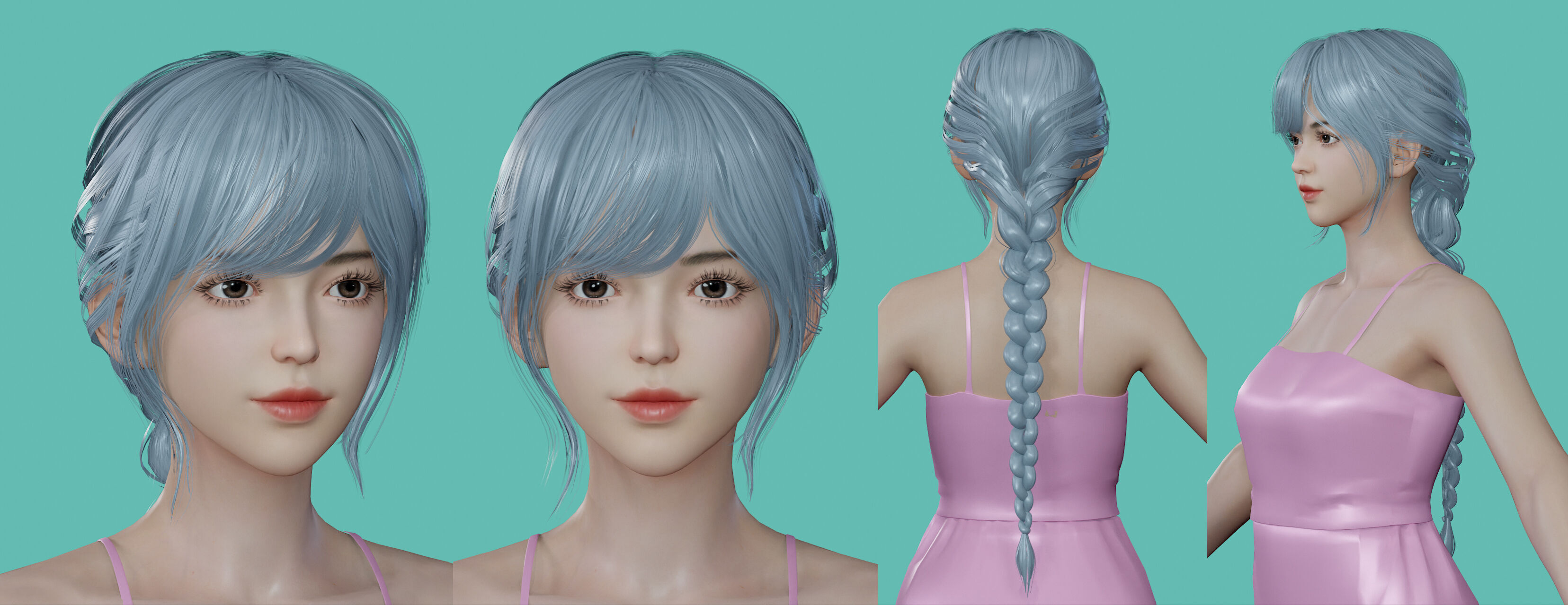 14 Real-time Women Hairstyles collection 07 Low-poly 3D model_15