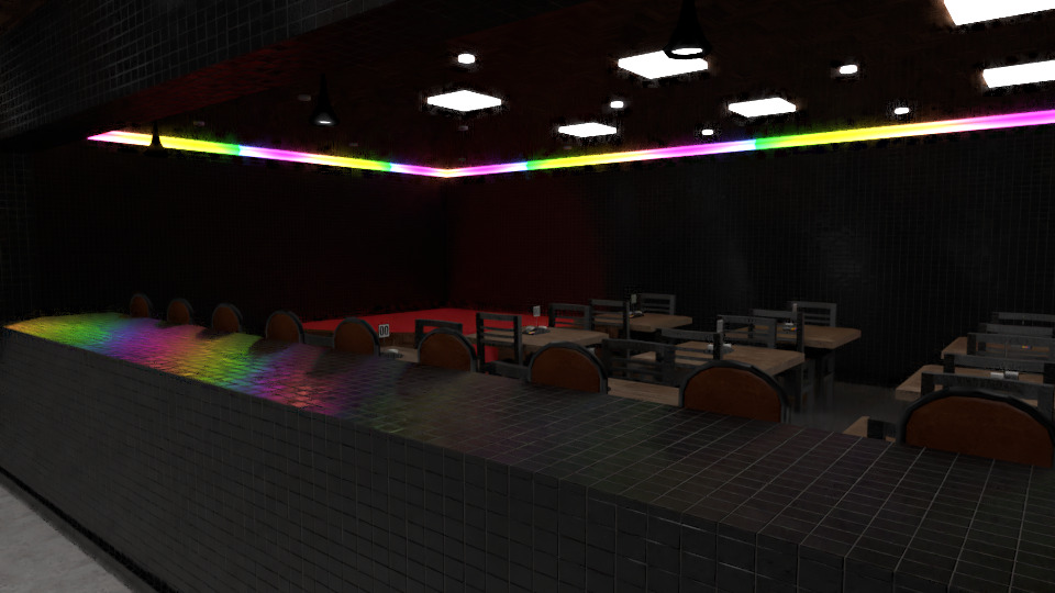 Restaurant - The Black Bar Low-poly 3D model_9