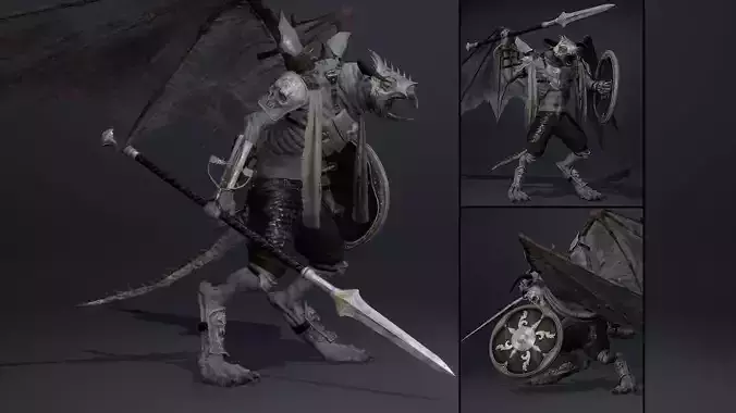 Dread Spearman ArmWing Low-poly 3D model