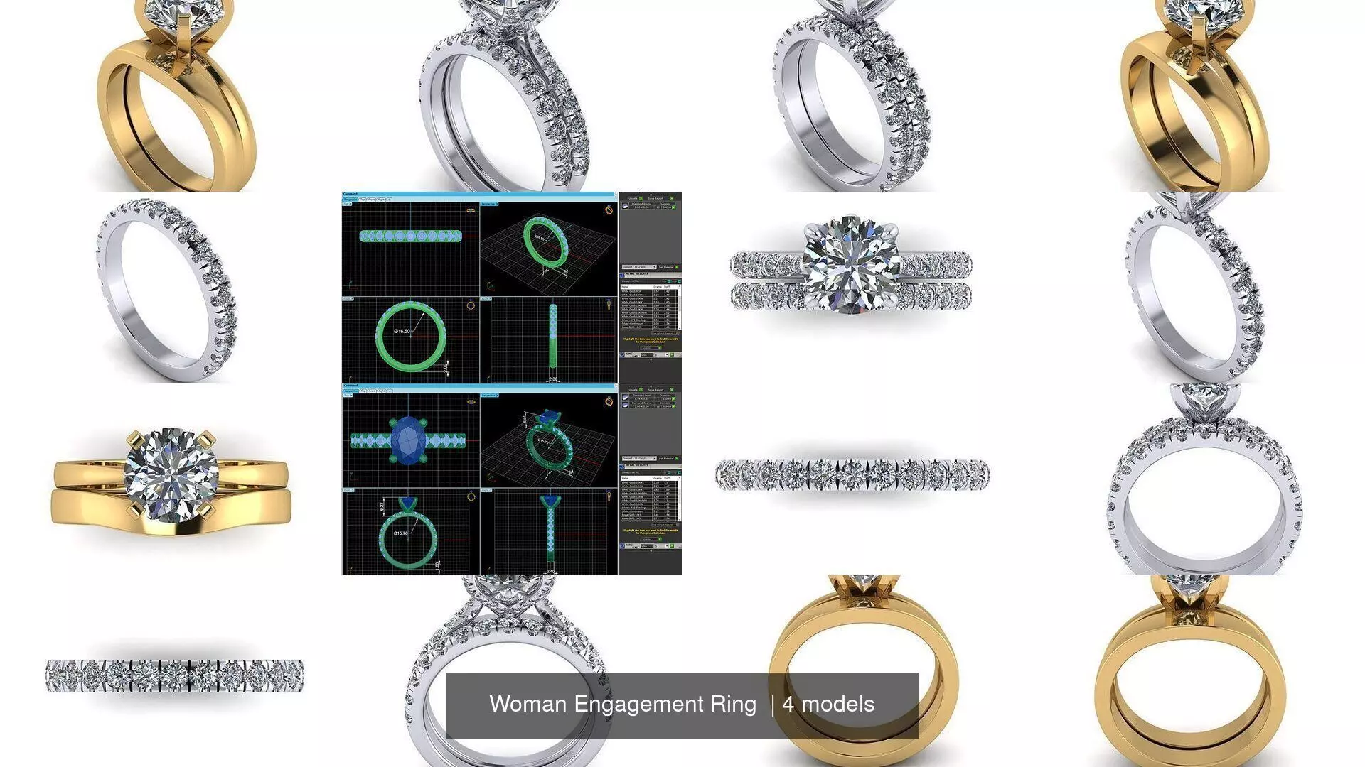 Woman Engagement Ring 3D Model Collection_0