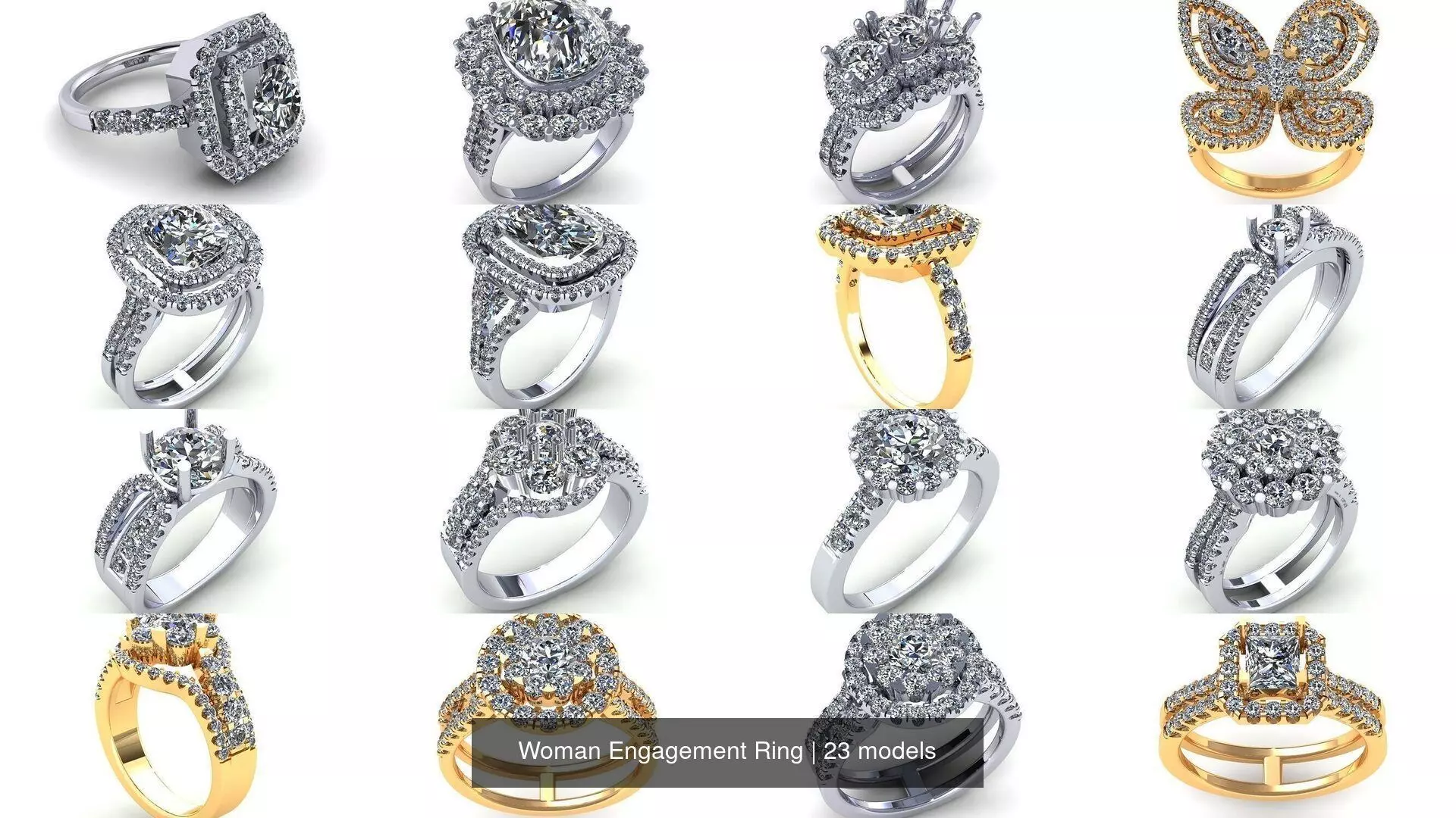 Woman Engagement Ring 3D Model Collection_0