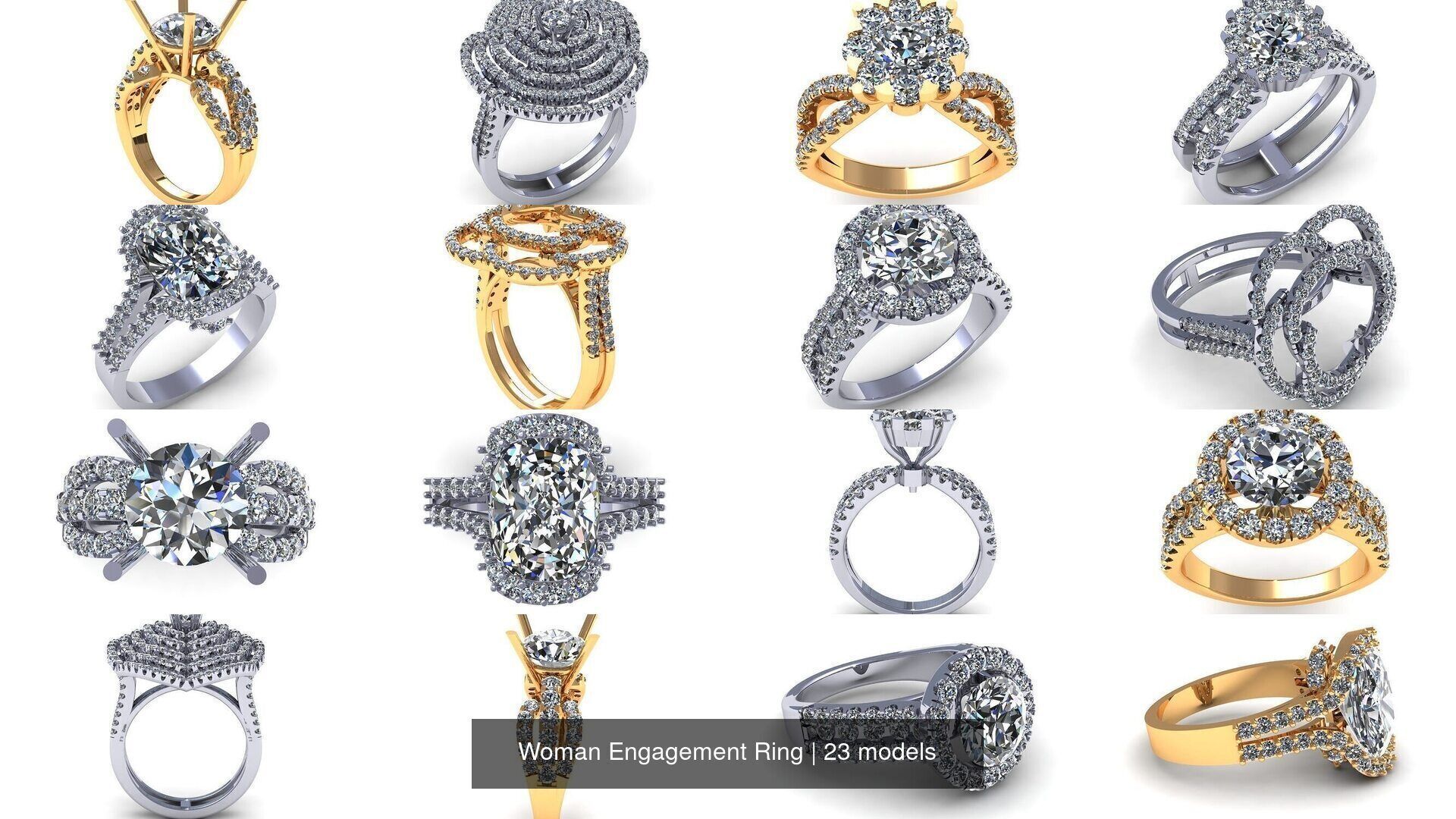 Woman Engagement Ring 3D Model Collection_2
