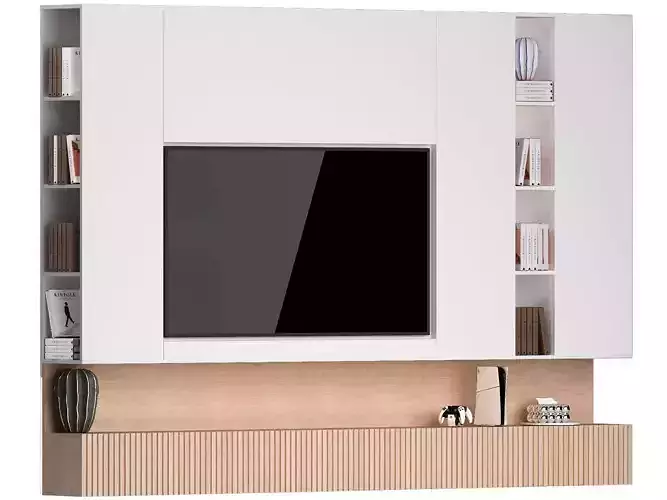 white tv wall with modern and minimalist style