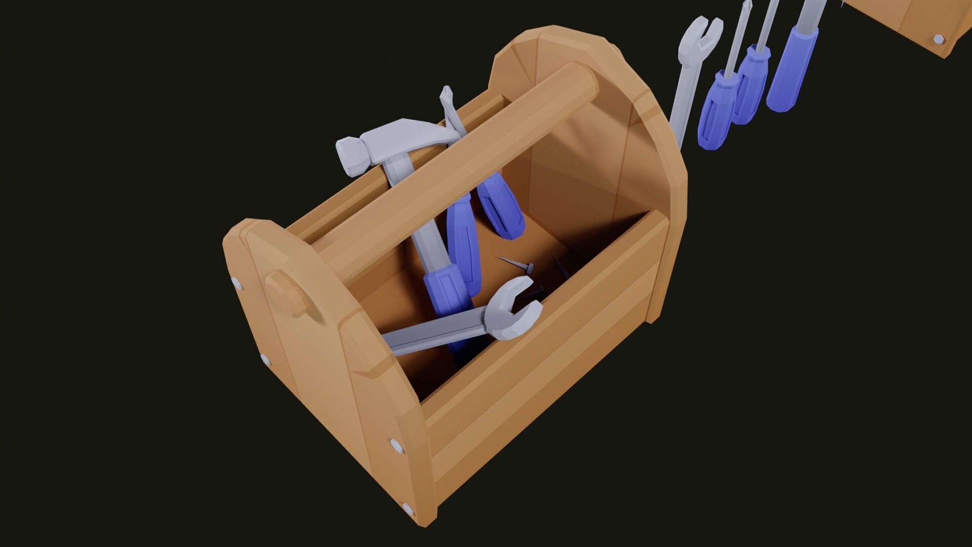 Low Poly Tool Box with Tools  Low-poly 3D model_3
