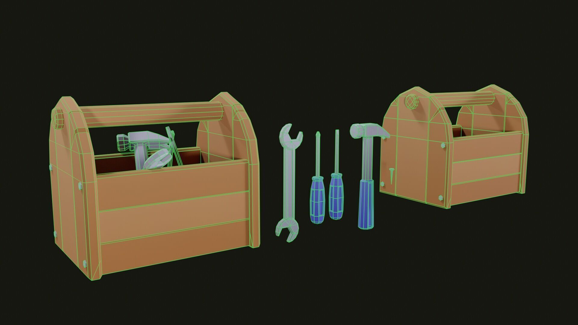 Low Poly Tool Box with Tools  Low-poly 3D model_8
