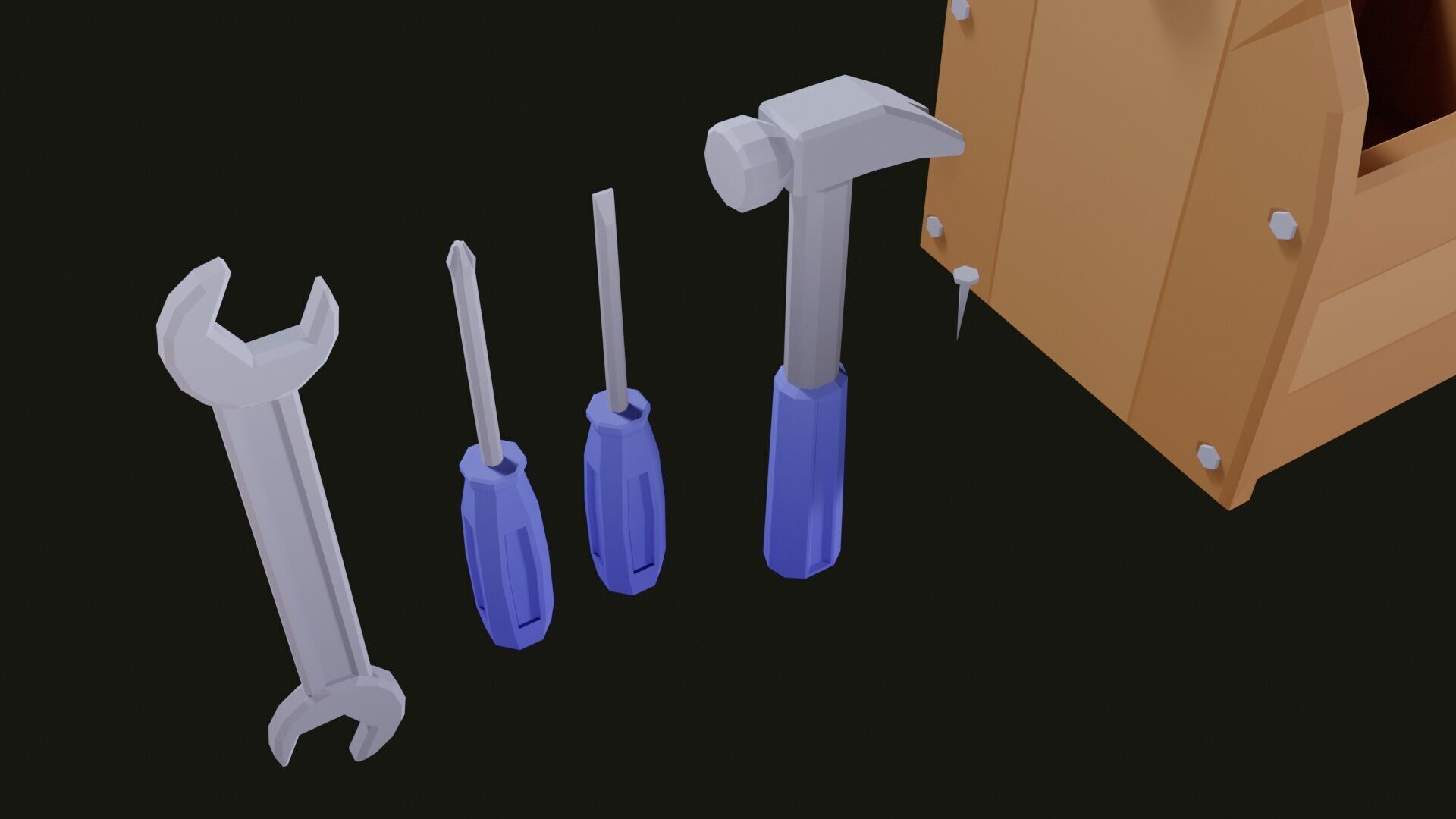 Low Poly Tool Box with Tools  Low-poly 3D model_2