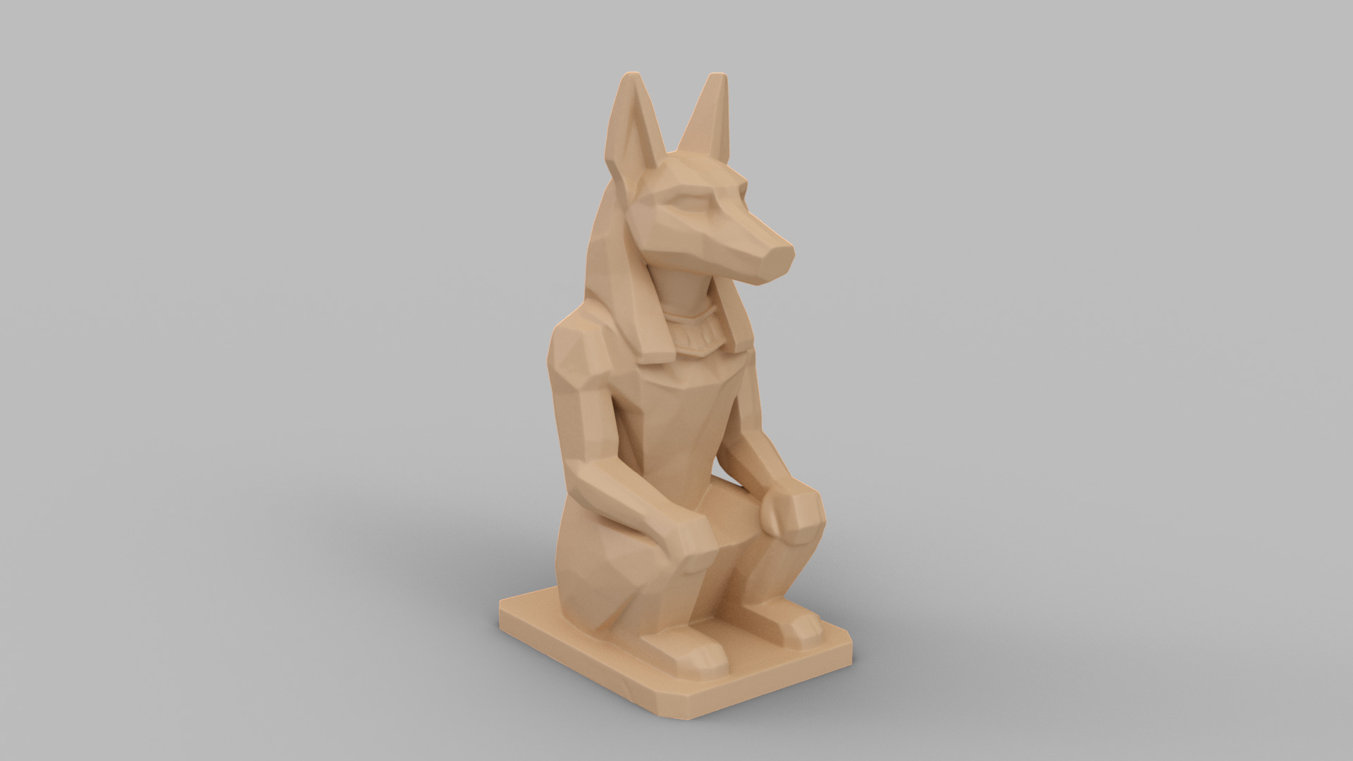 Low Poly Anubis Statue 3D print model_1