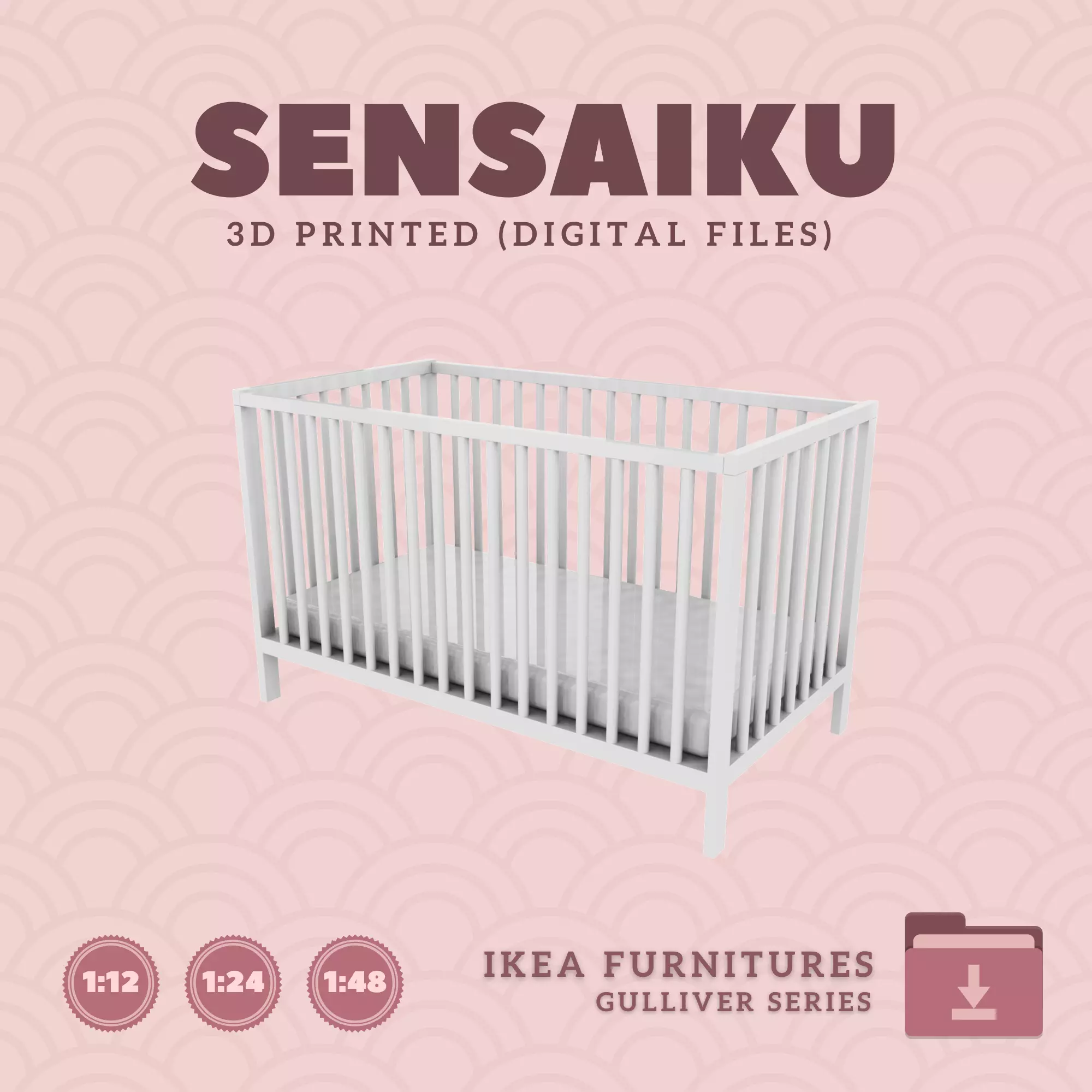 2 GULLIVER Crib V1 for Miniature Dollhouse - IKEA - 3D Print 3D print model