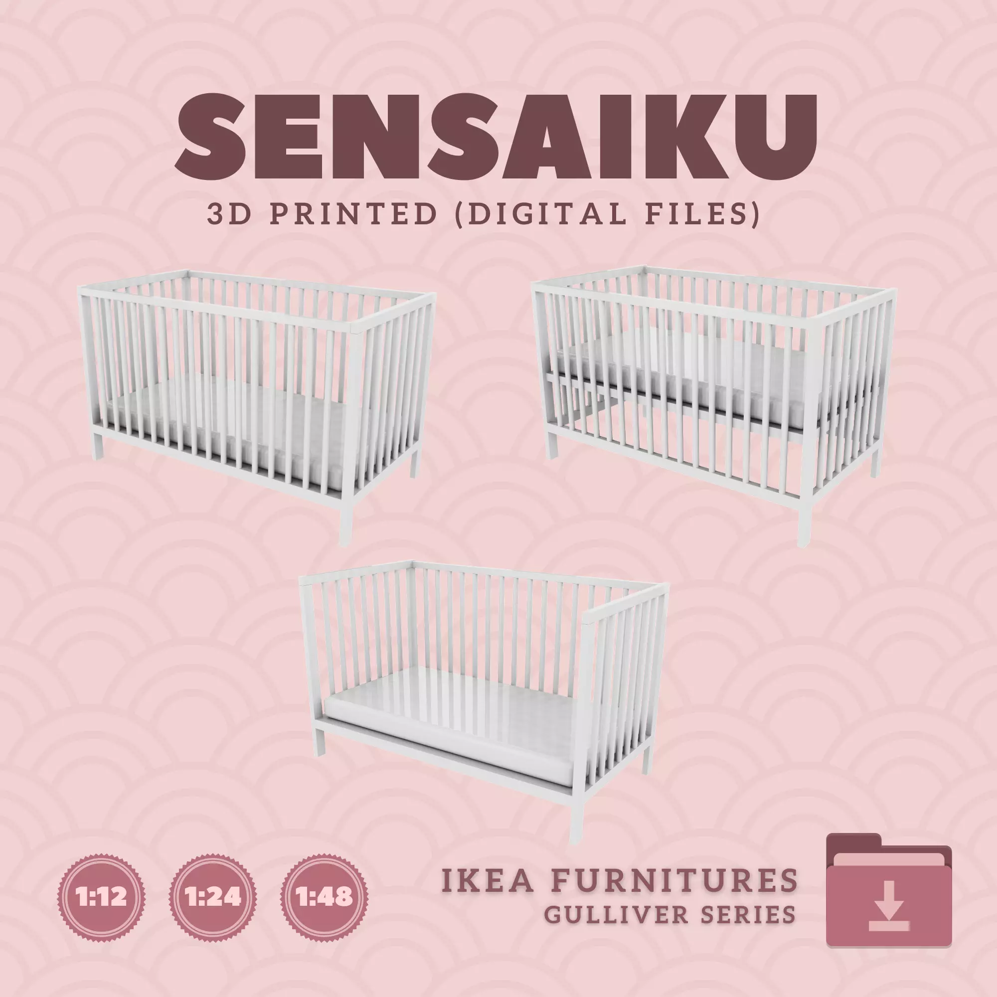 5 GULLIVER Crib V1 V2 V3 Set for Dollhouse - IKEA - 3D Print 3D print model