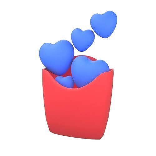 Heart French Fries Packaging Icon v1 003 Low-poly 3D model
