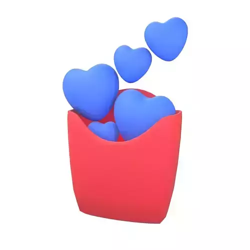 Heart French Fries Packaging Icon v1 003