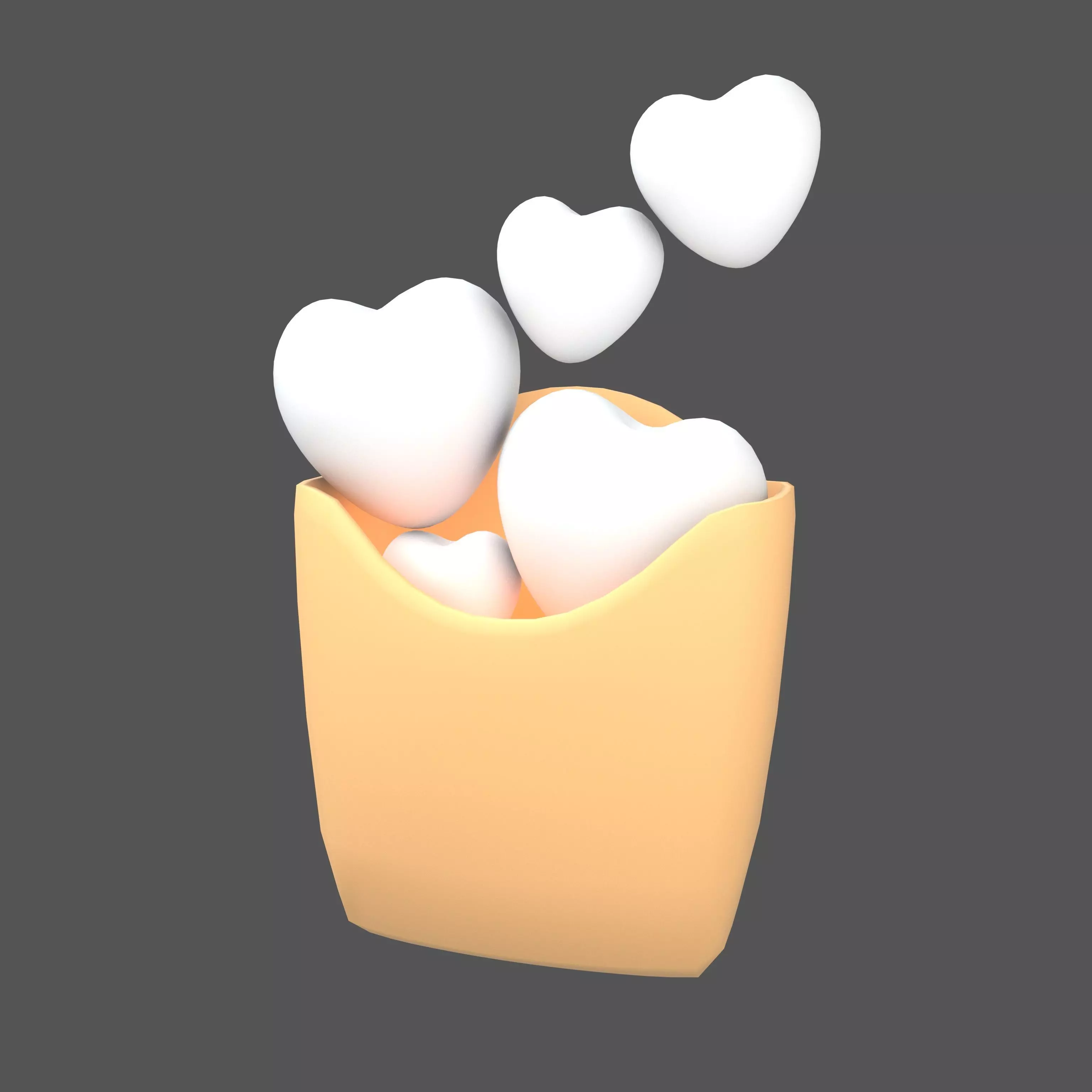 Heart French Fries Packaging Icon v1 004 Low-poly 3D model_0