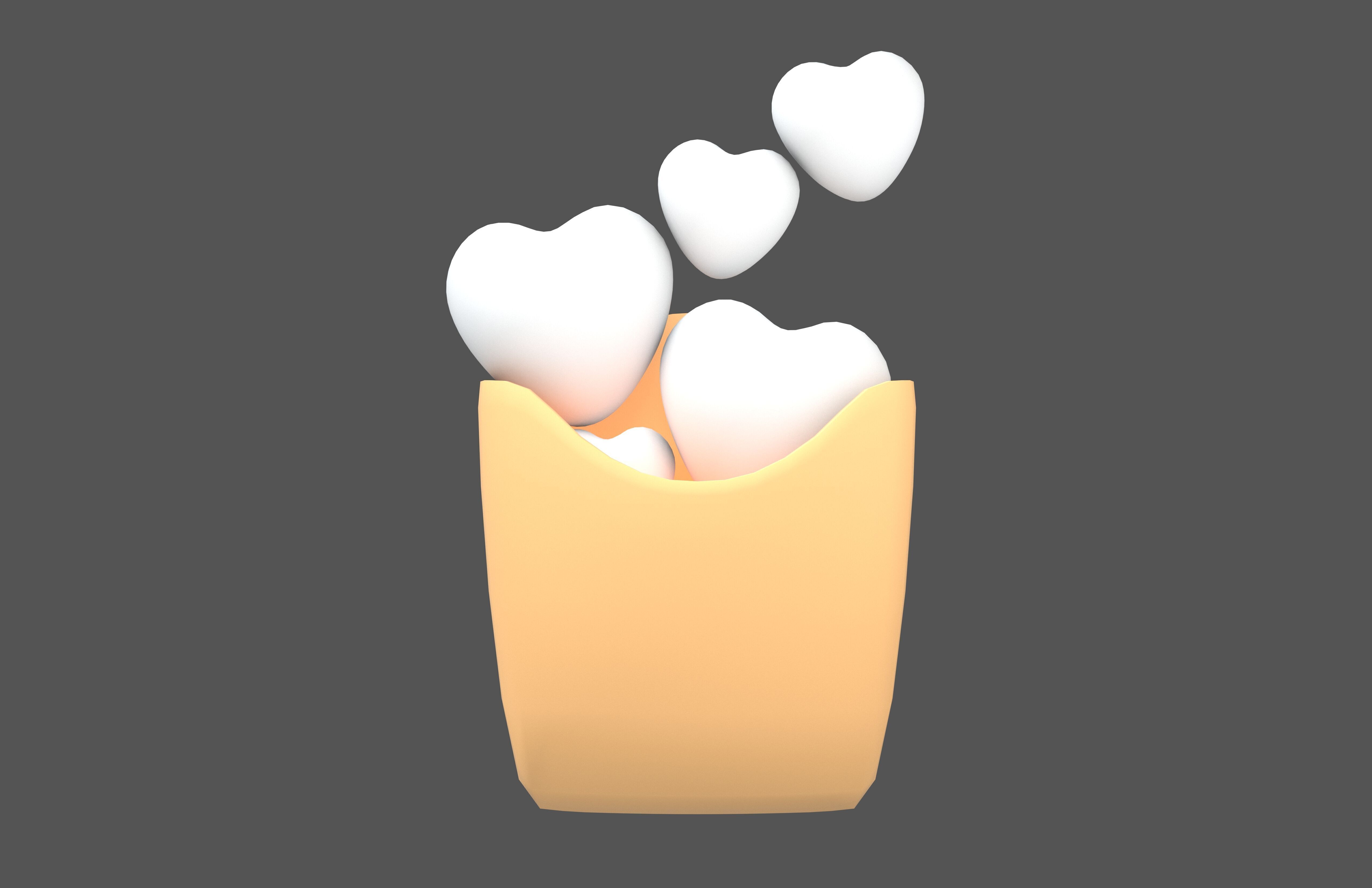 Heart French Fries Packaging Icon v1 004 Low-poly 3D model_1