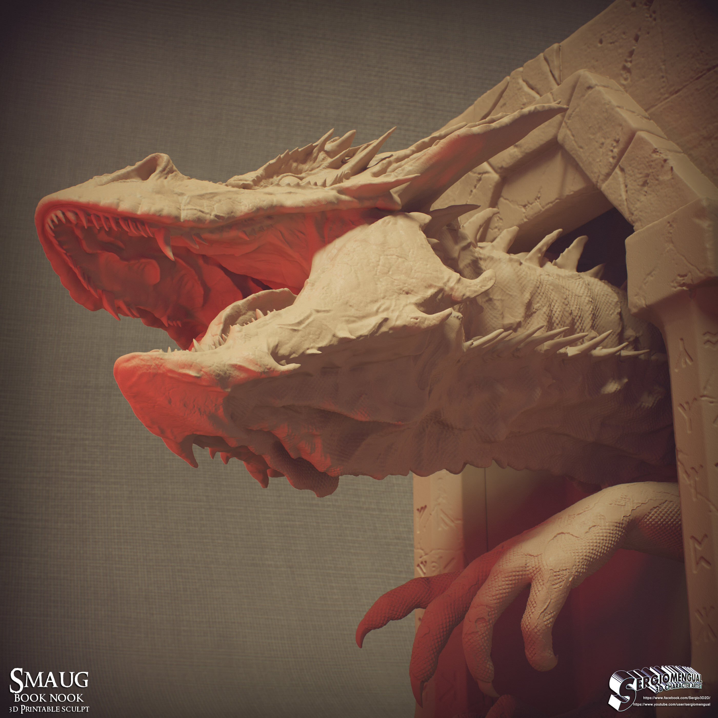 Smaug Dragon Emerging Book Nook 3D Printable Diorama 3D print model_21