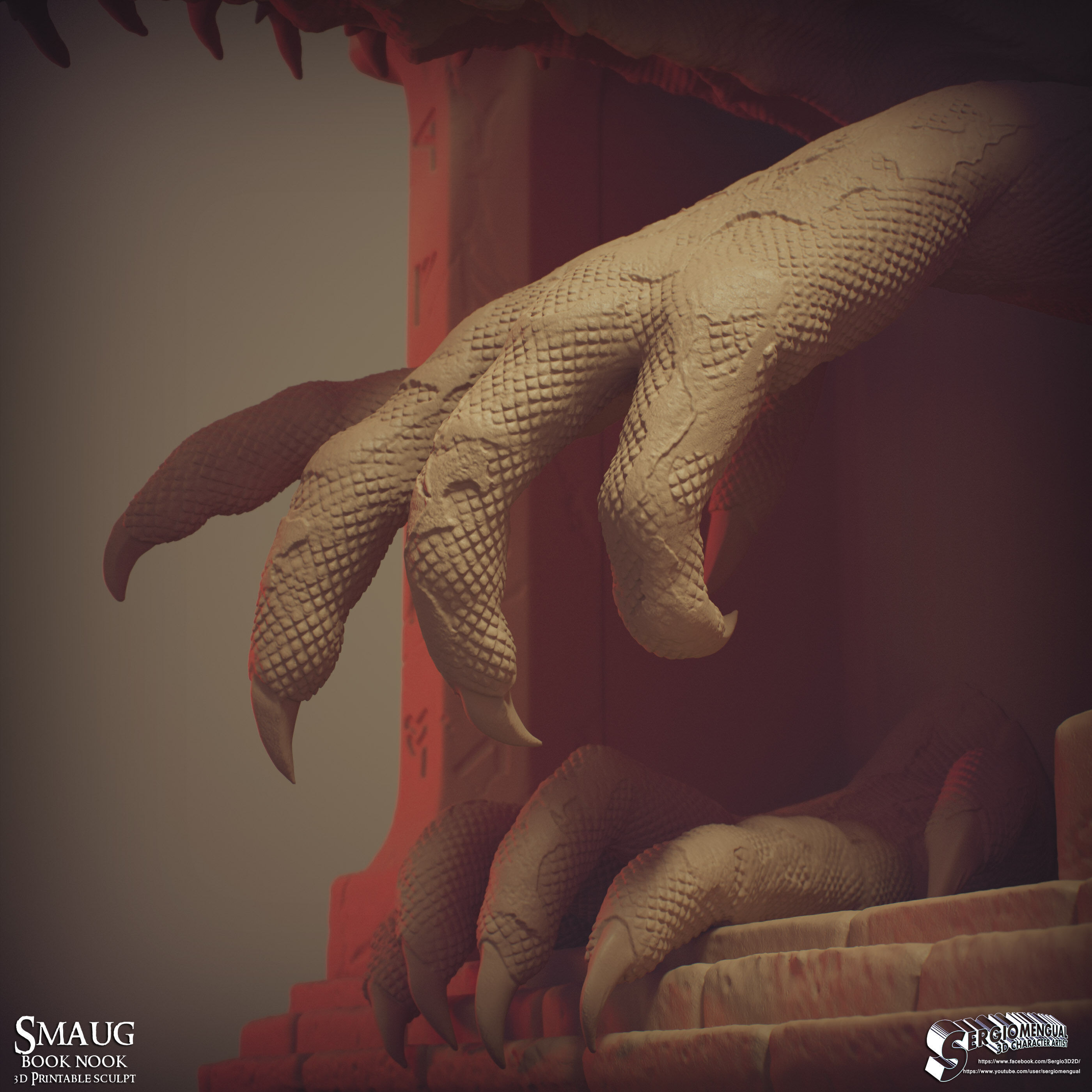 Smaug Dragon Emerging Book Nook 3D Printable Diorama 3D print model_17