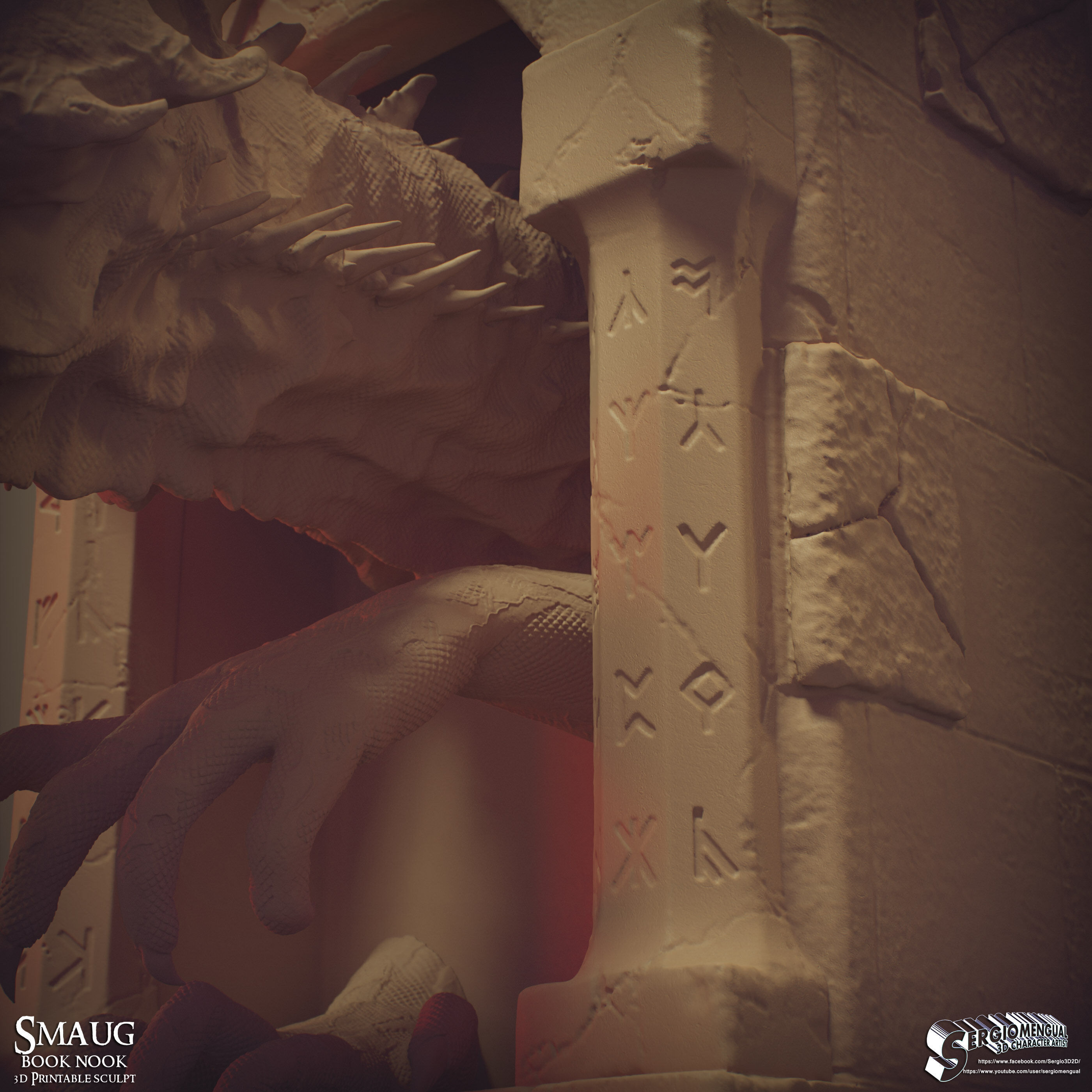 Smaug Dragon Emerging Book Nook 3D Printable Diorama 3D print model_19