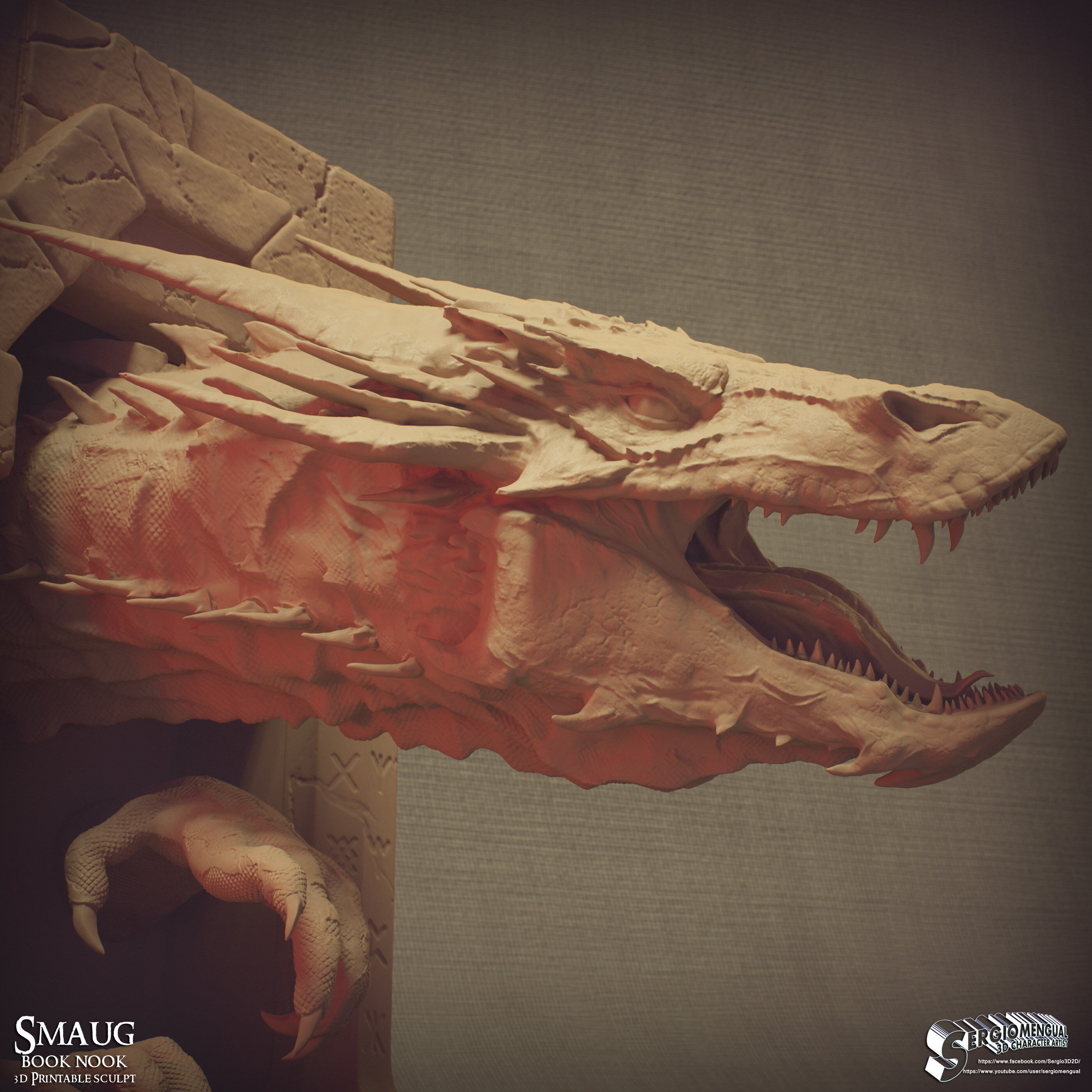 Smaug Dragon Emerging Book Nook 3D Printable Diorama 3D print model_11
