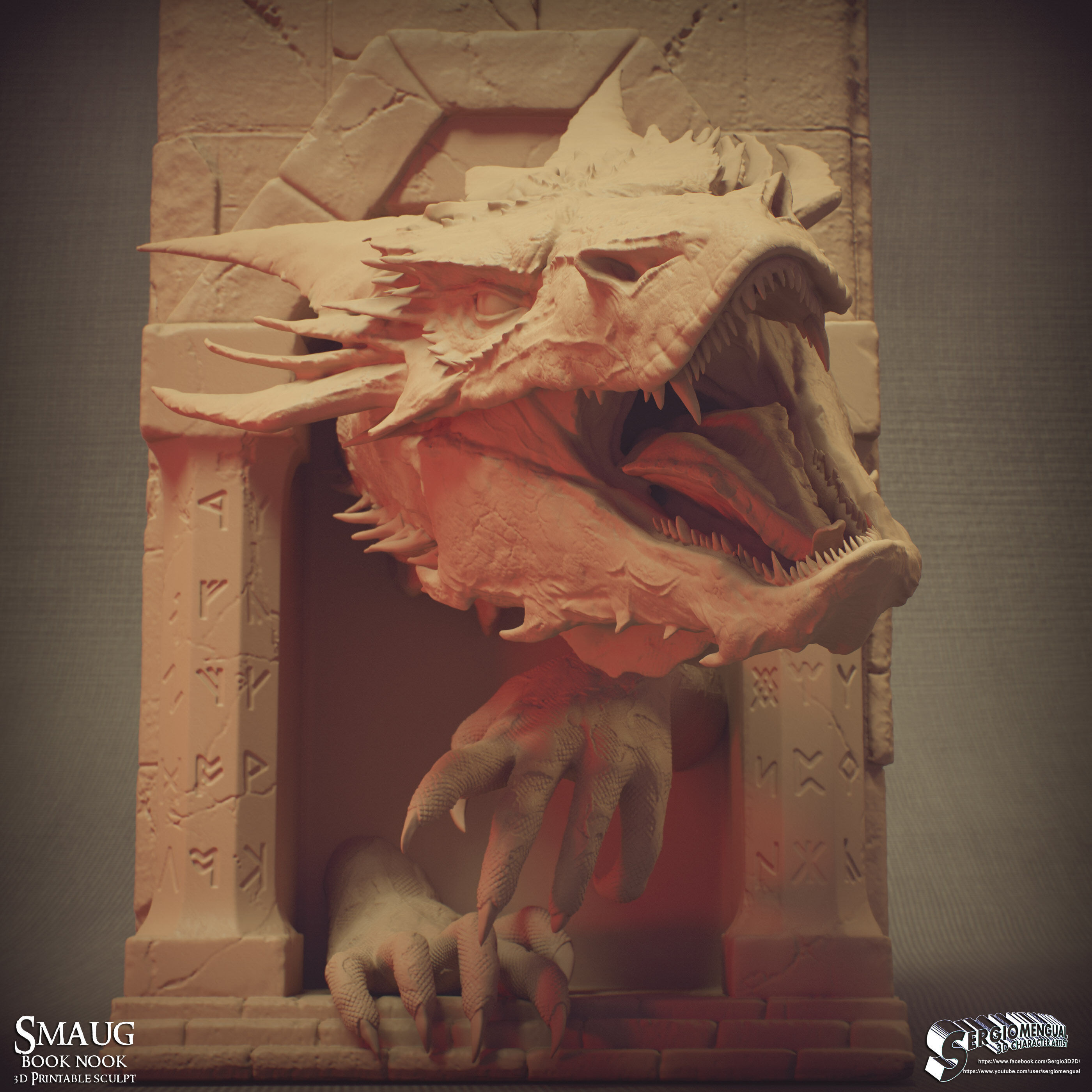 Smaug Dragon Emerging Book Nook 3D Printable Diorama 3D print model_12