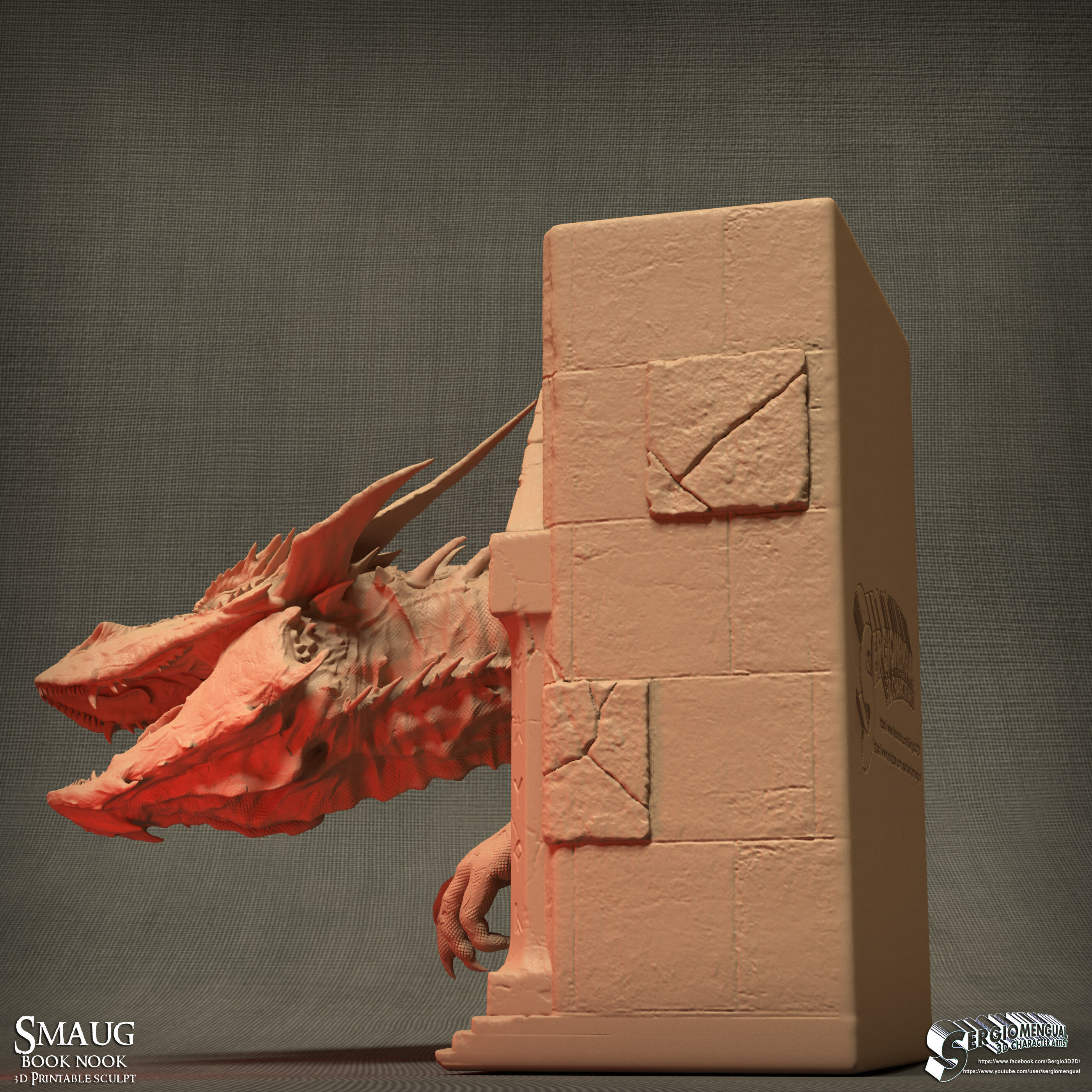 Smaug Dragon Emerging Book Nook 3D Printable Diorama 3D print model_8
