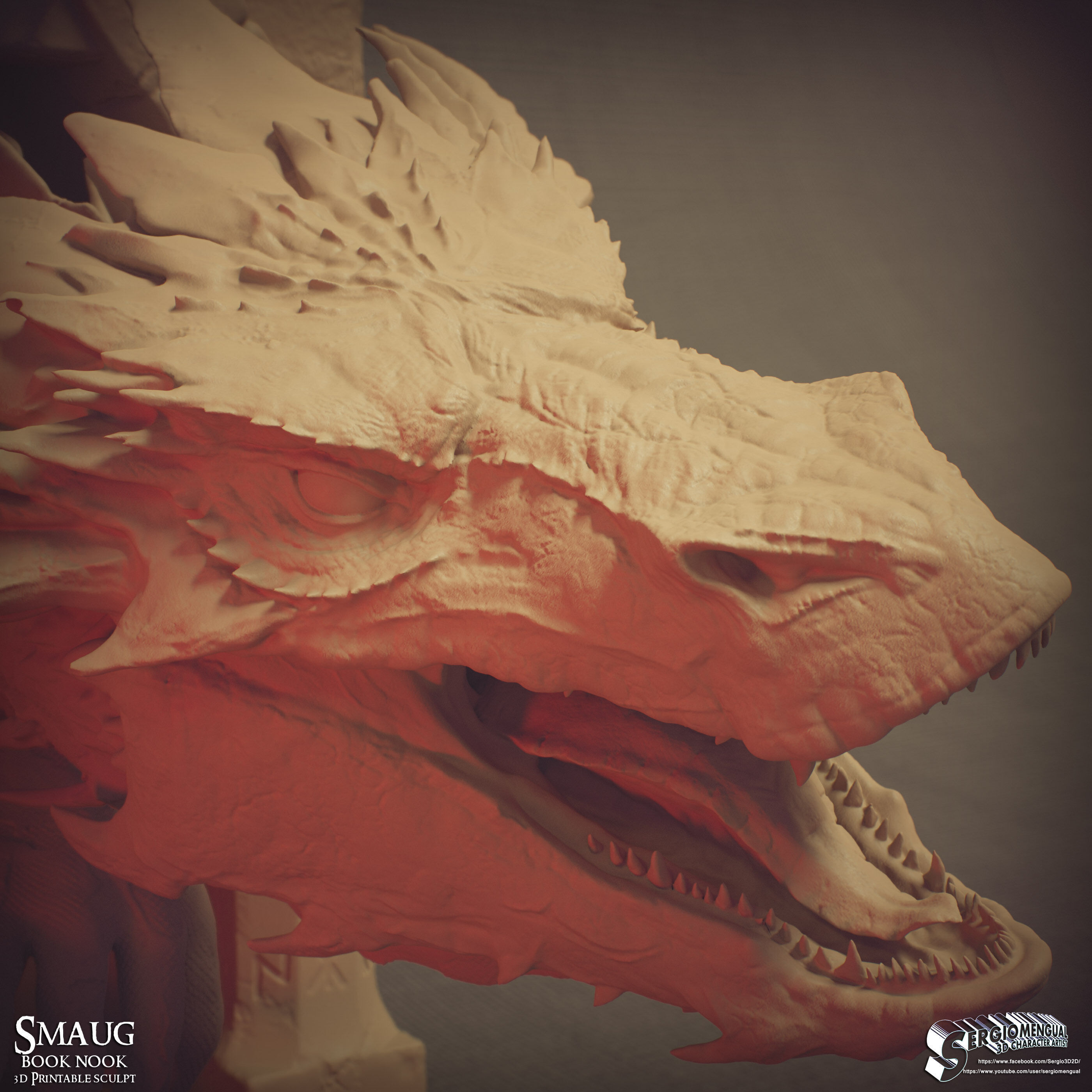 Smaug Dragon Emerging Book Nook 3D Printable Diorama 3D print model_14