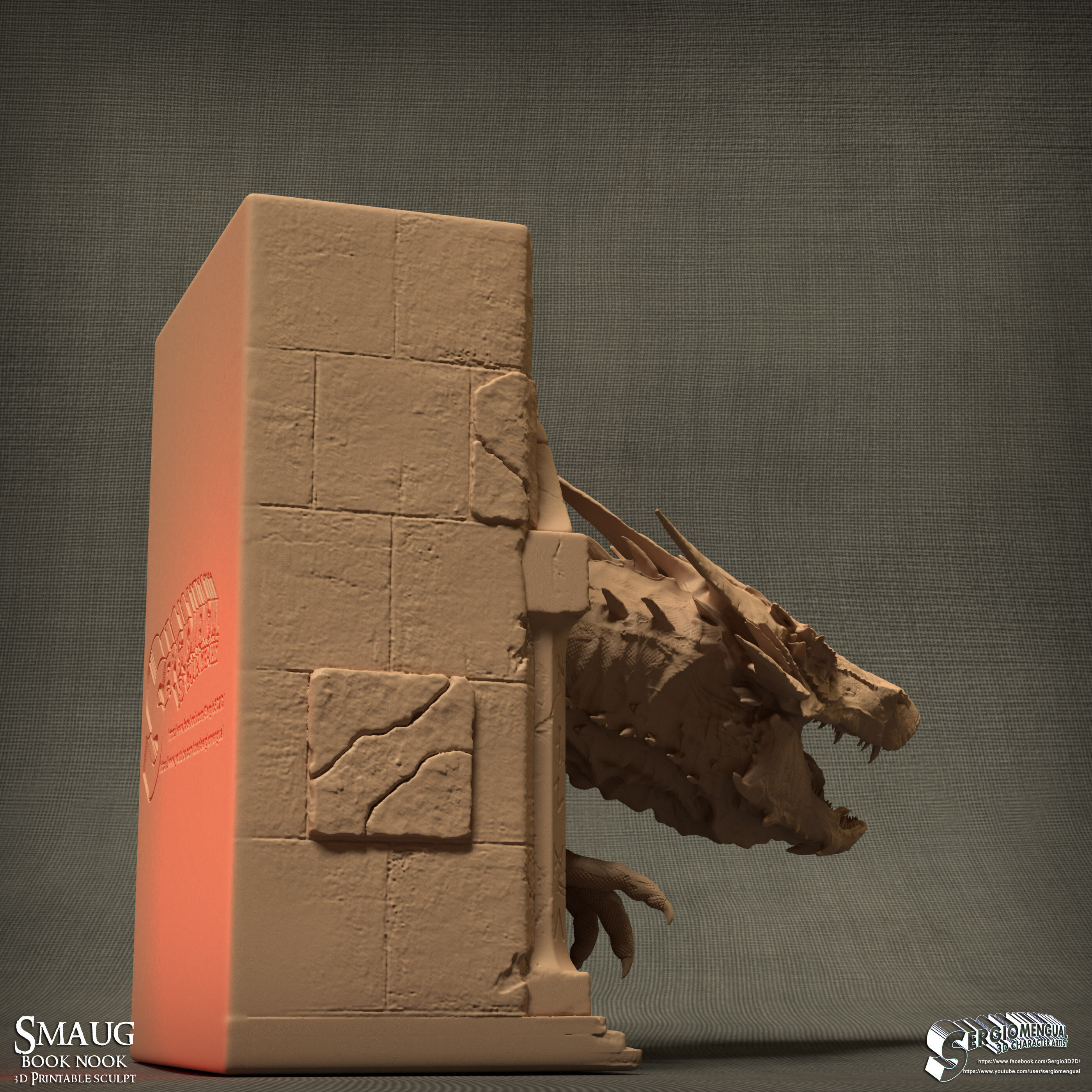 Smaug Dragon Emerging Book Nook 3D Printable Diorama 3D print model_3
