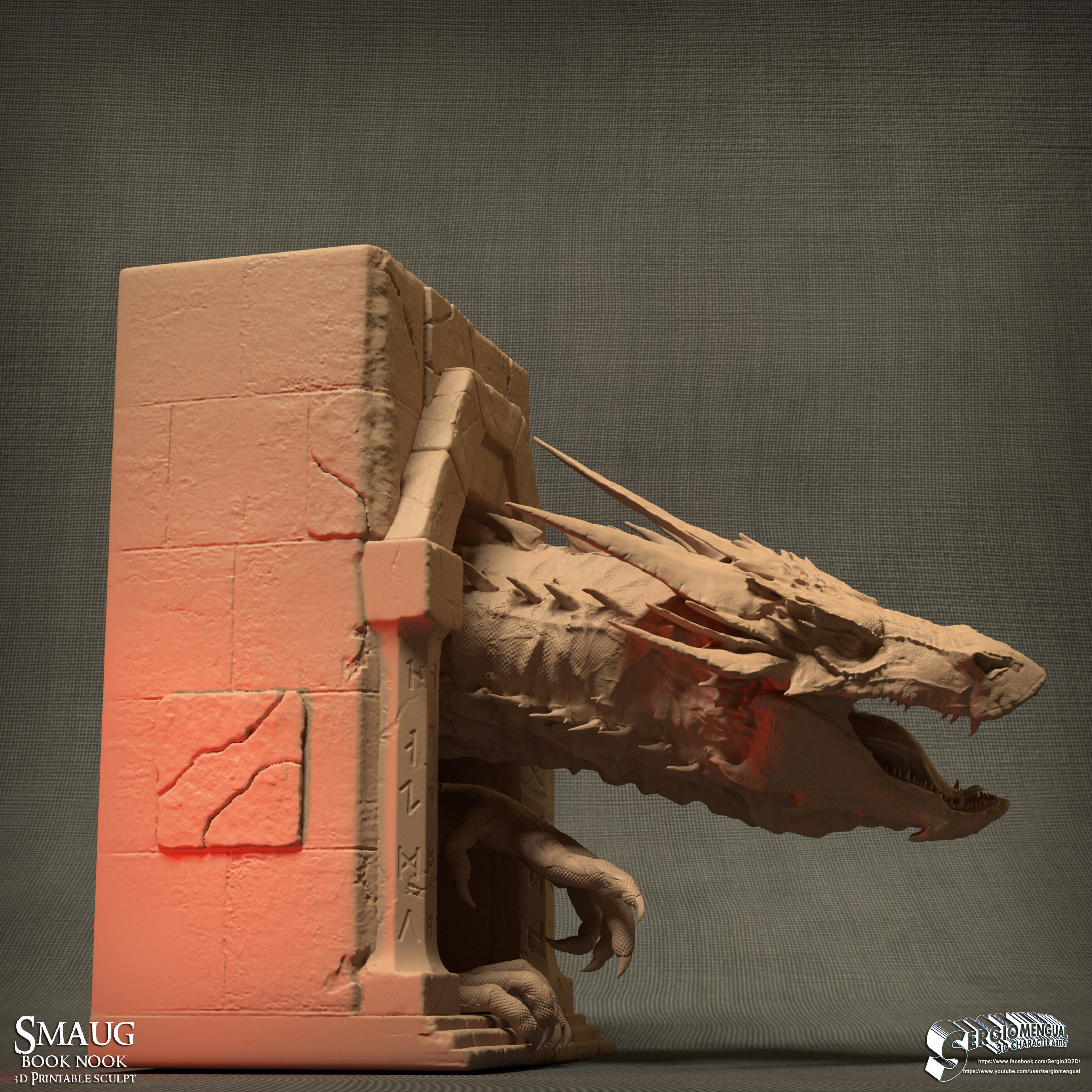 Smaug Dragon Emerging Book Nook 3D Printable Diorama 3D print model_7