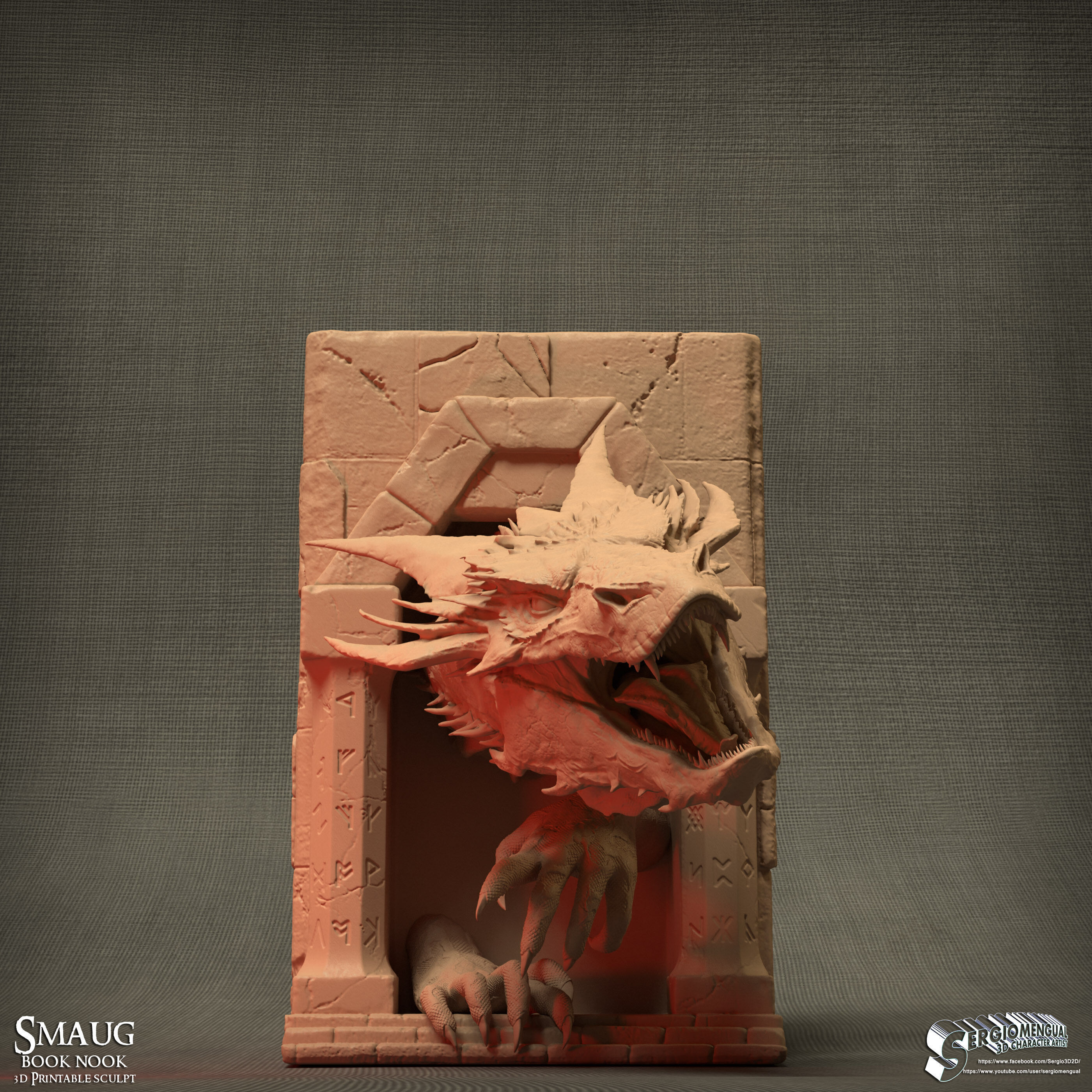 Smaug Dragon Emerging Book Nook 3D Printable Diorama 3D print model_4