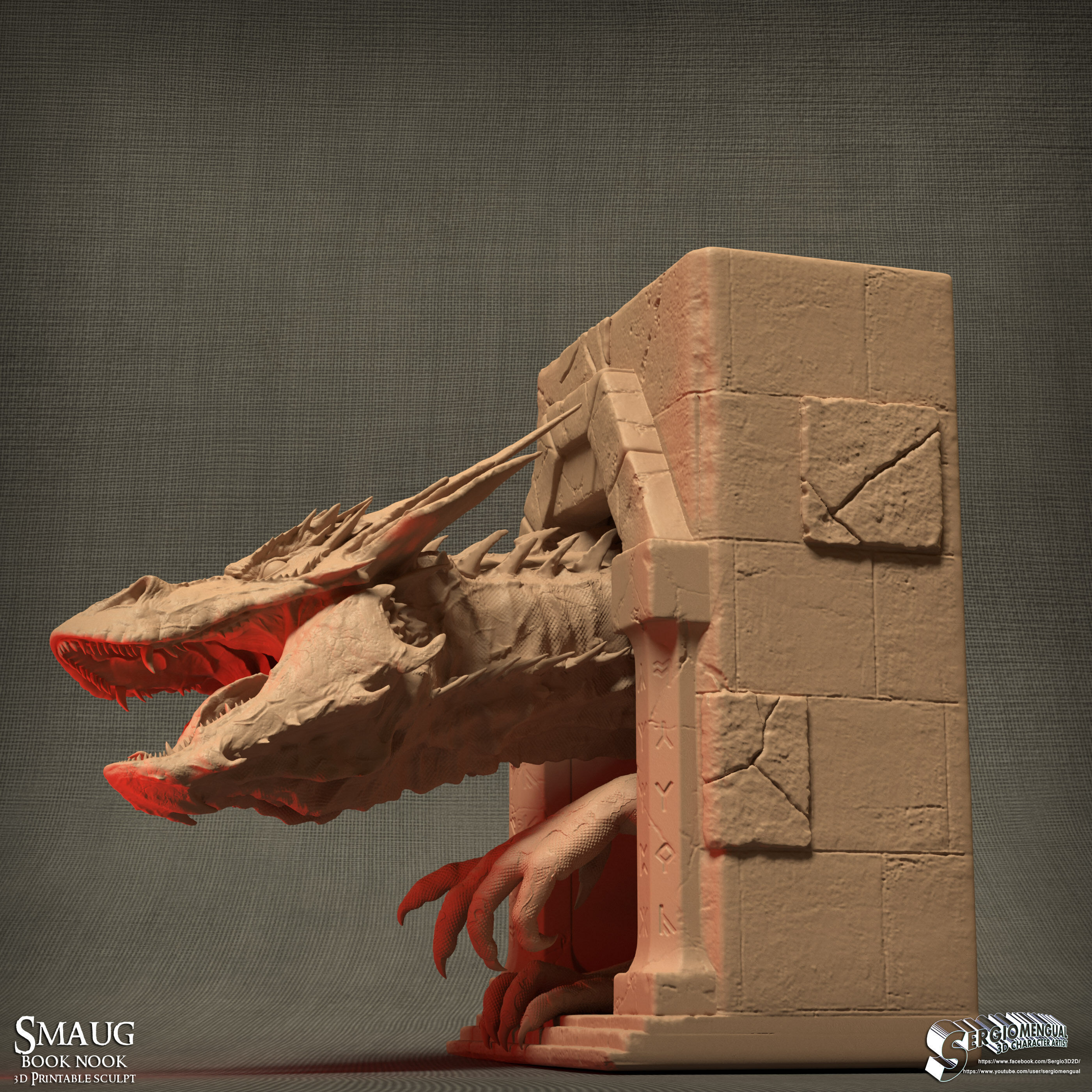 Smaug Dragon Emerging Book Nook 3D Printable Diorama 3D print model_6