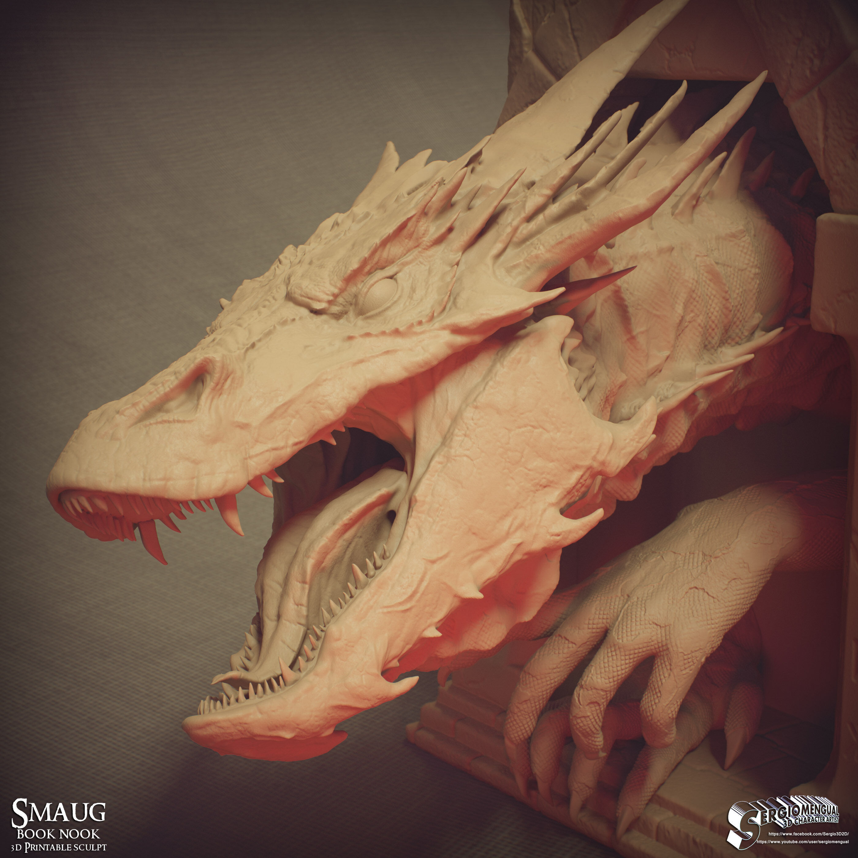 Smaug Dragon Emerging Book Nook 3D Printable Diorama 3D print model_18