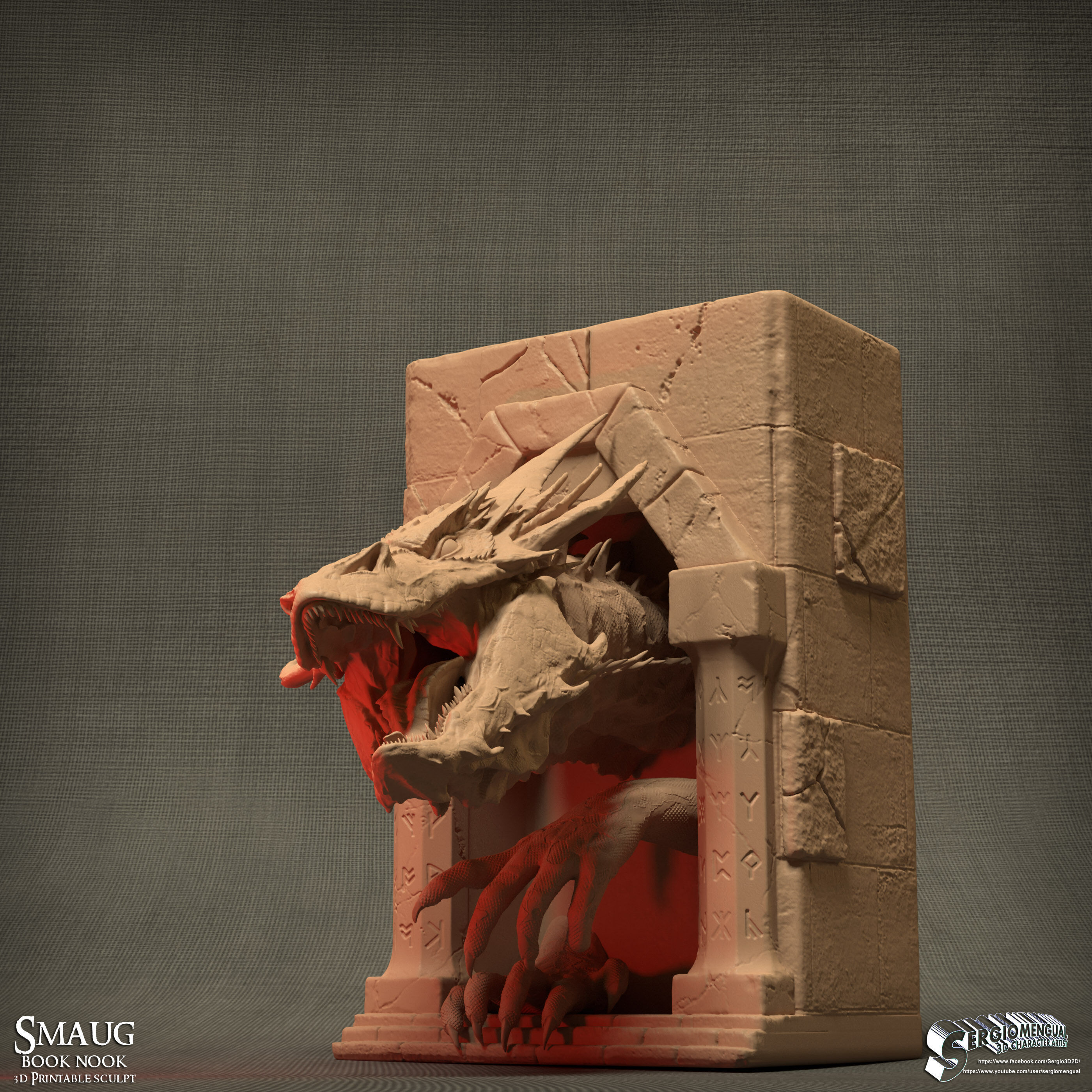 Smaug Dragon Emerging Book Nook 3D Printable Diorama 3D print model_10
