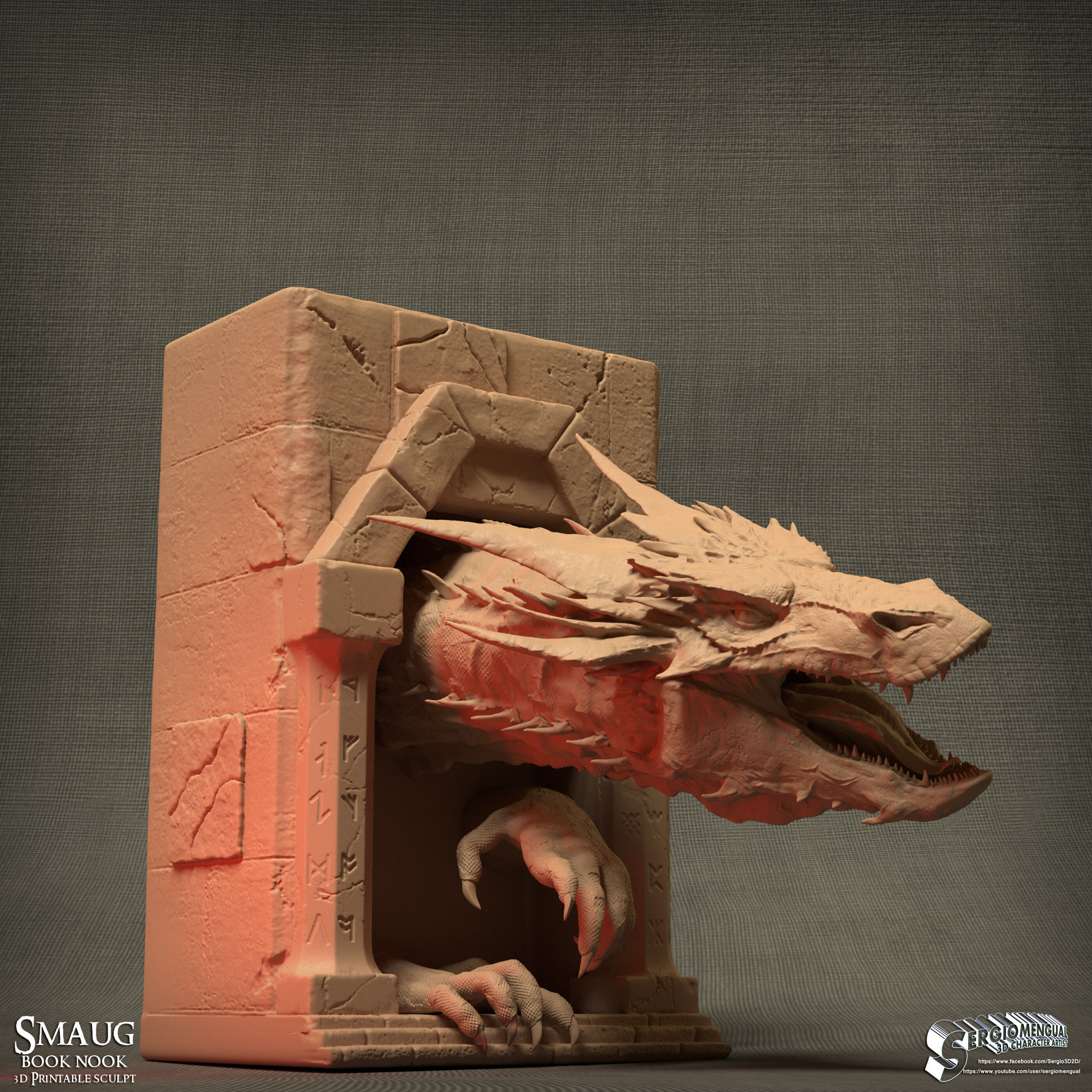 Smaug Dragon Emerging Book Nook 3D Printable Diorama 3D print model_2