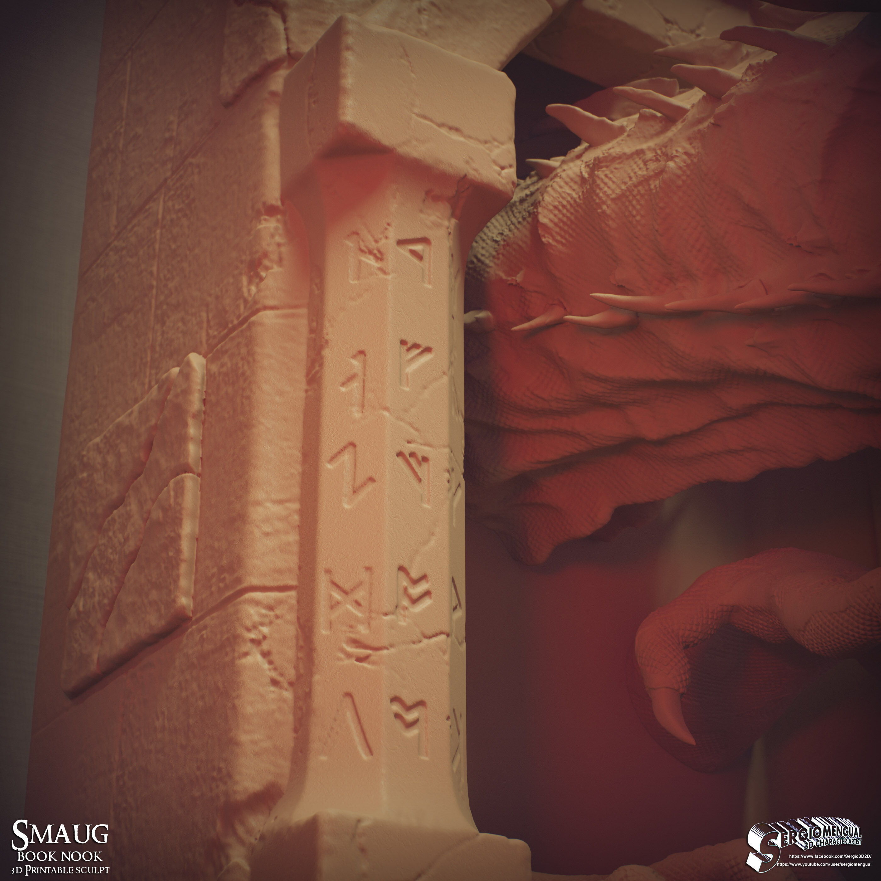 Smaug Dragon Emerging Book Nook 3D Printable Diorama 3D print model_15