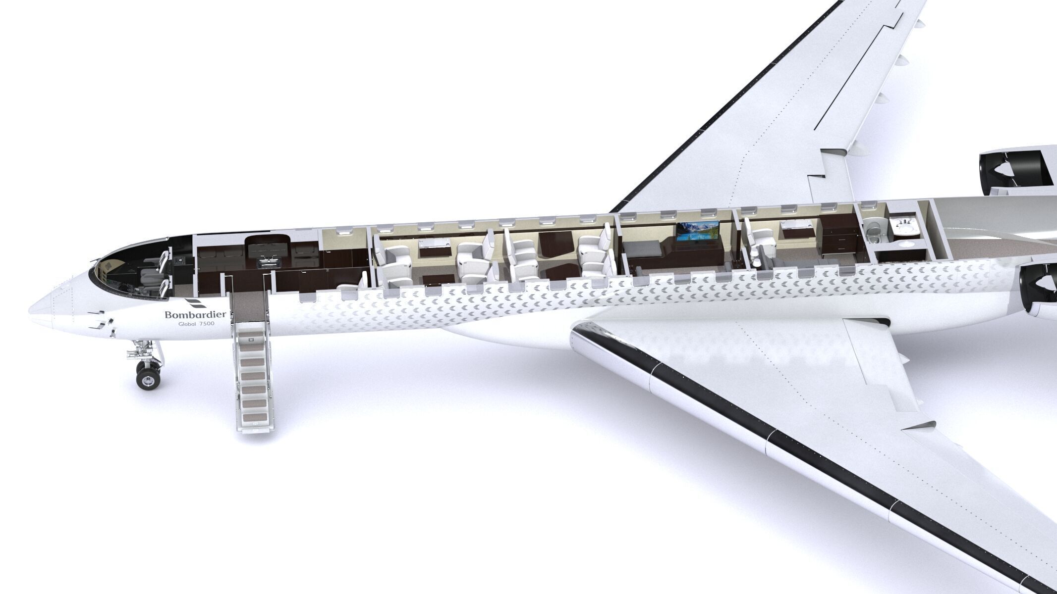 Bombardier Global 7500 Business Jet Full Cockpit and Interior 3D model_8