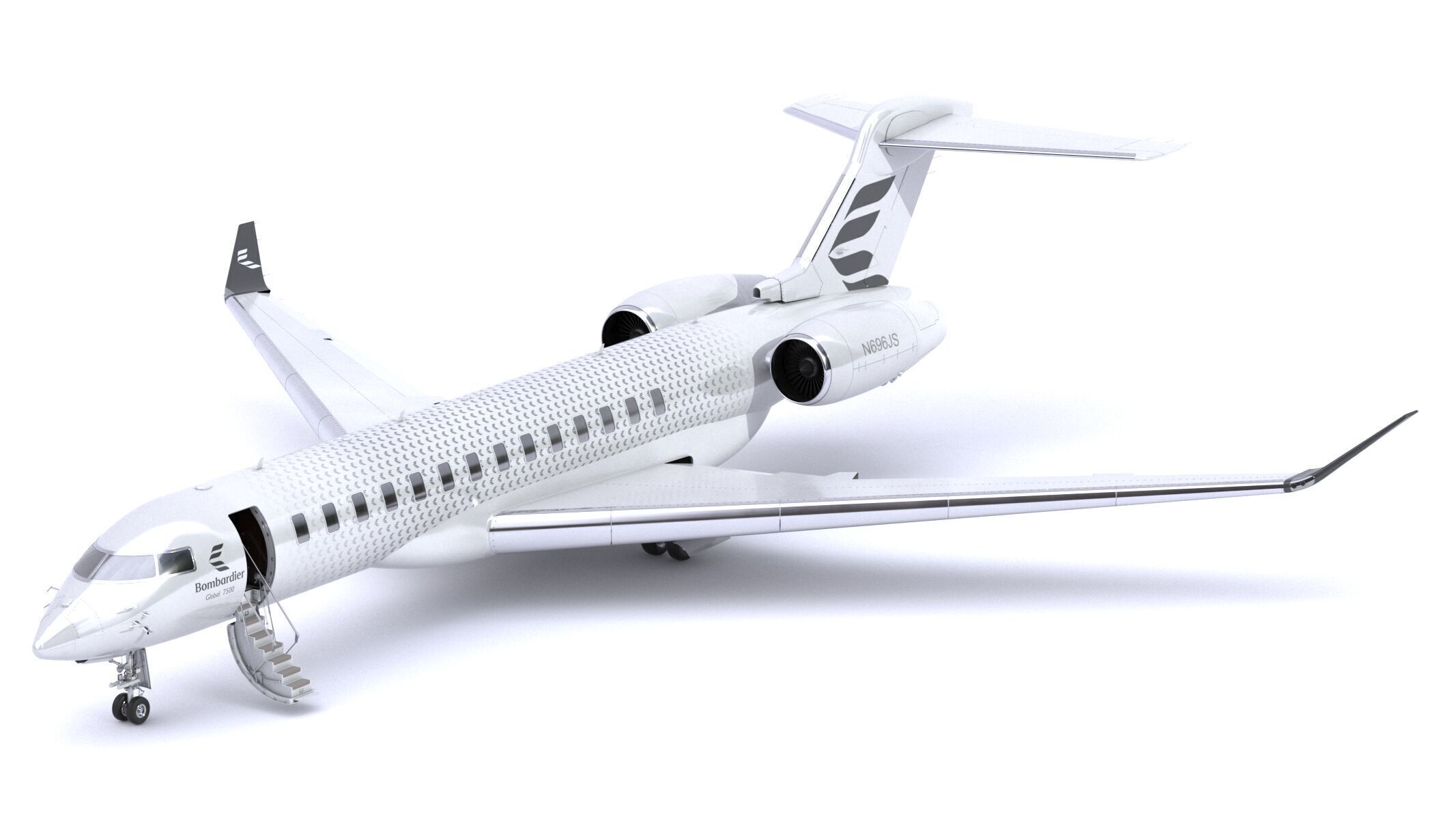 Bombardier Global 7500 Business Jet Full Cockpit and Interior 3D model_1