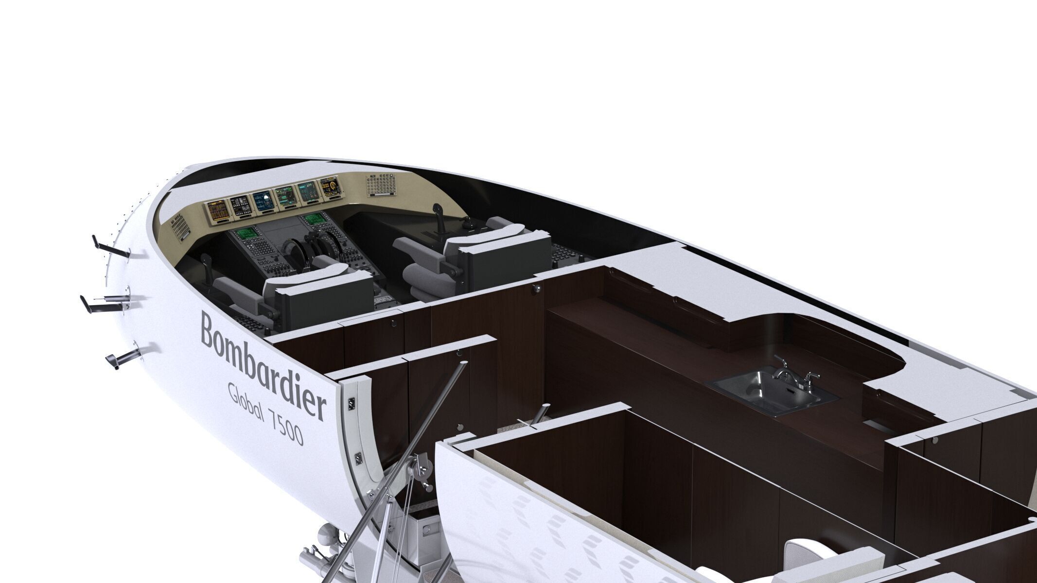 Bombardier Global 7500 Business Jet Full Cockpit and Interior 3D model_10